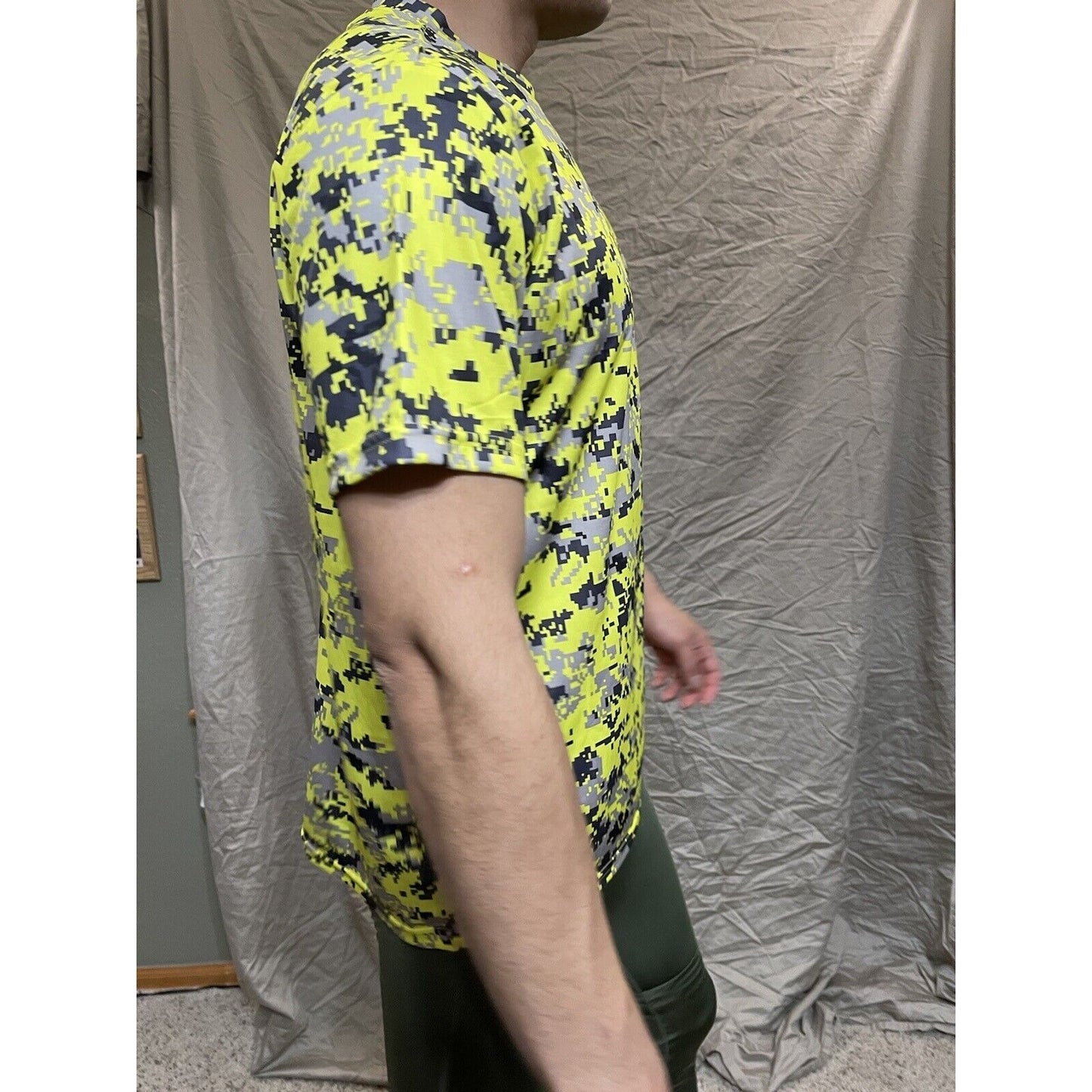 Boy's Youth Large Camo Alleson Athletic Neon Yellow Compression Workout Shirt