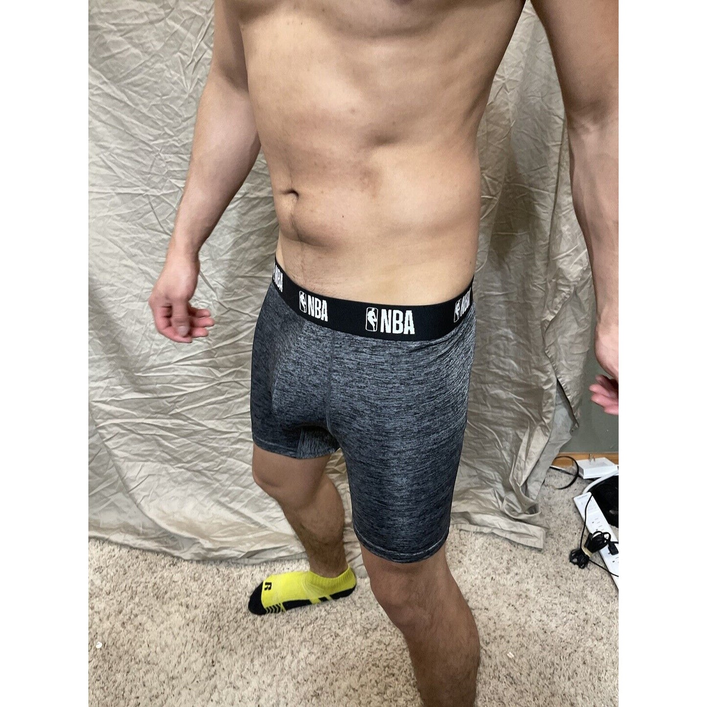 men's NBA gray polyester spandex compression shorts XL New And Unworn