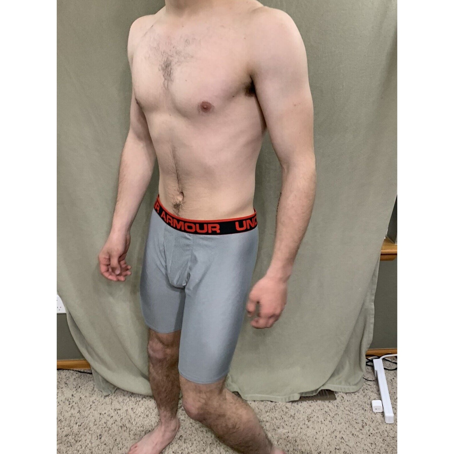 Men’s Gray With Black/Red Band under armour Ua boxerjock 6” Size Small
