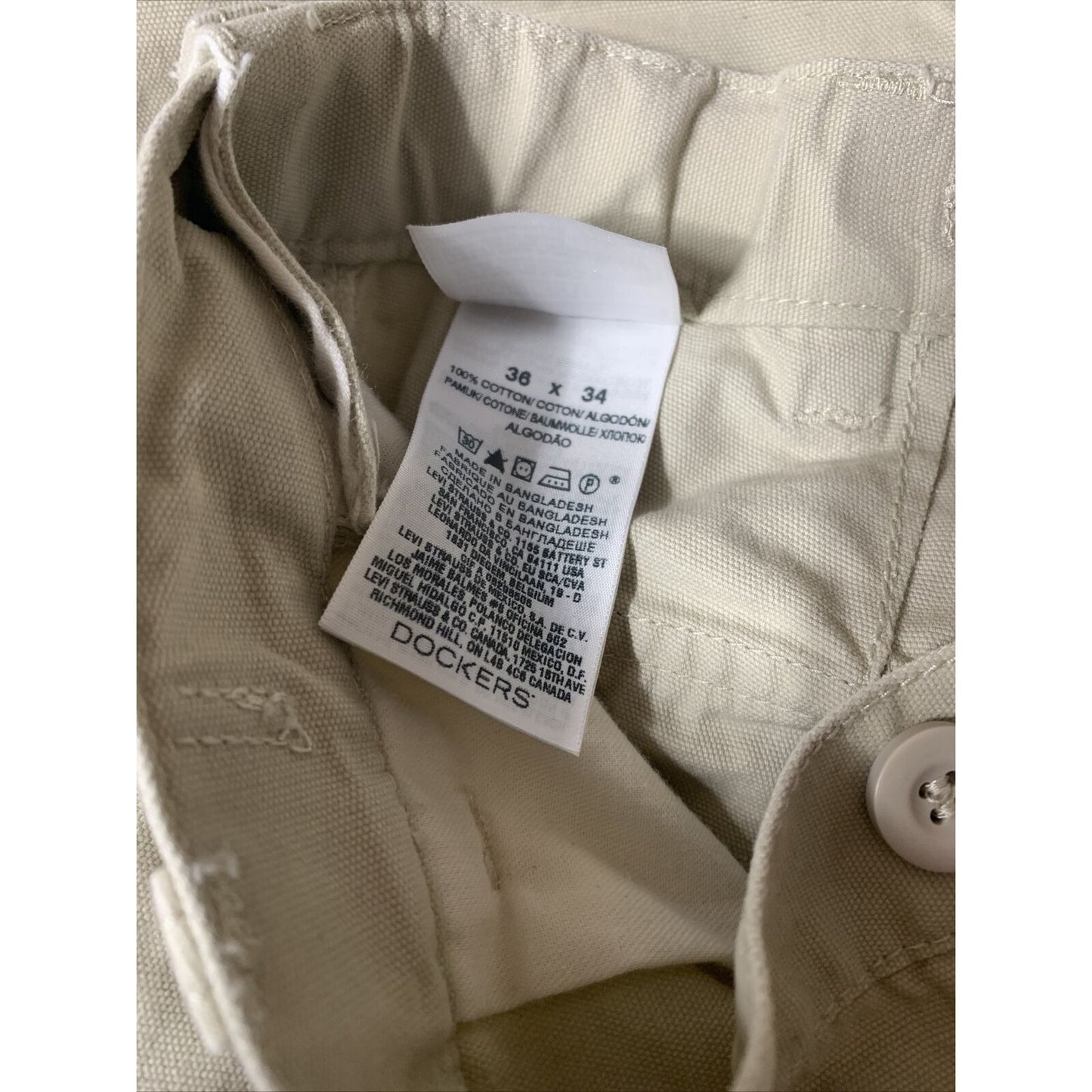 Mens Beige Dockers D3 Classic Fit Flat Front Khaki Pants Size 36 X 34