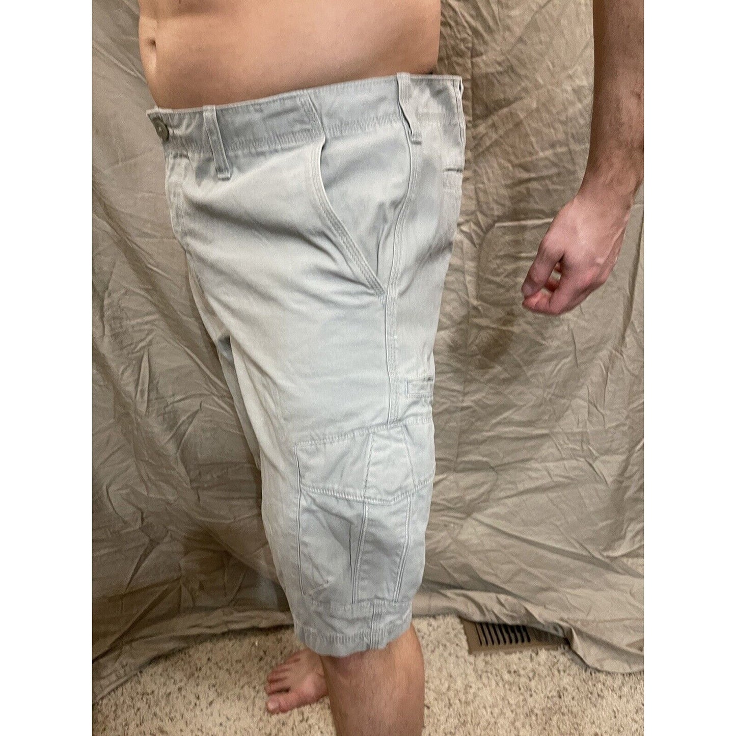 Tony Hawk Mens 7 Pocket Cargo Shorts Skater Skateboarding Tan Khaki Size 38