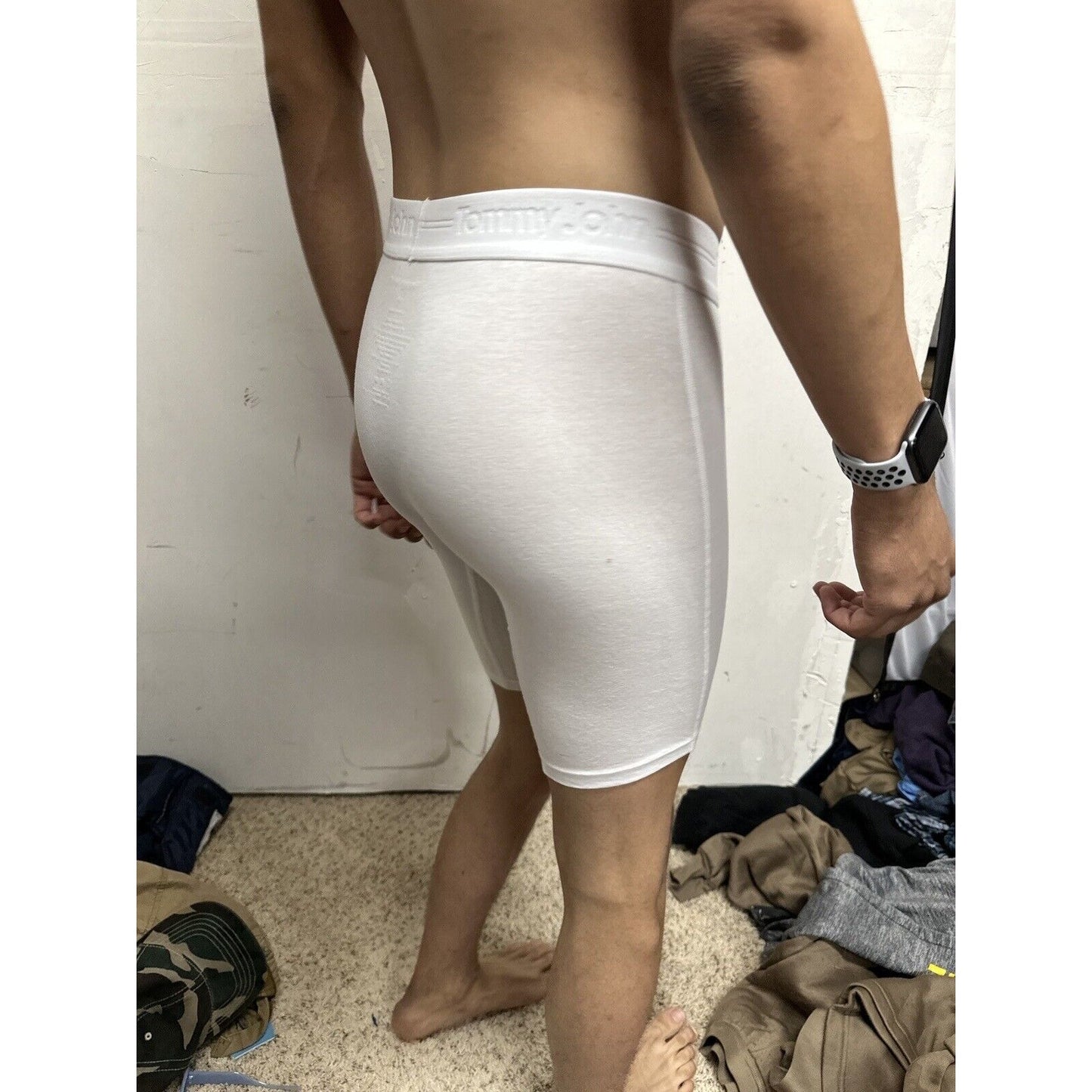 Men’s TJ Small Cotton Basics 5% Cotton White Boxer Briefs
