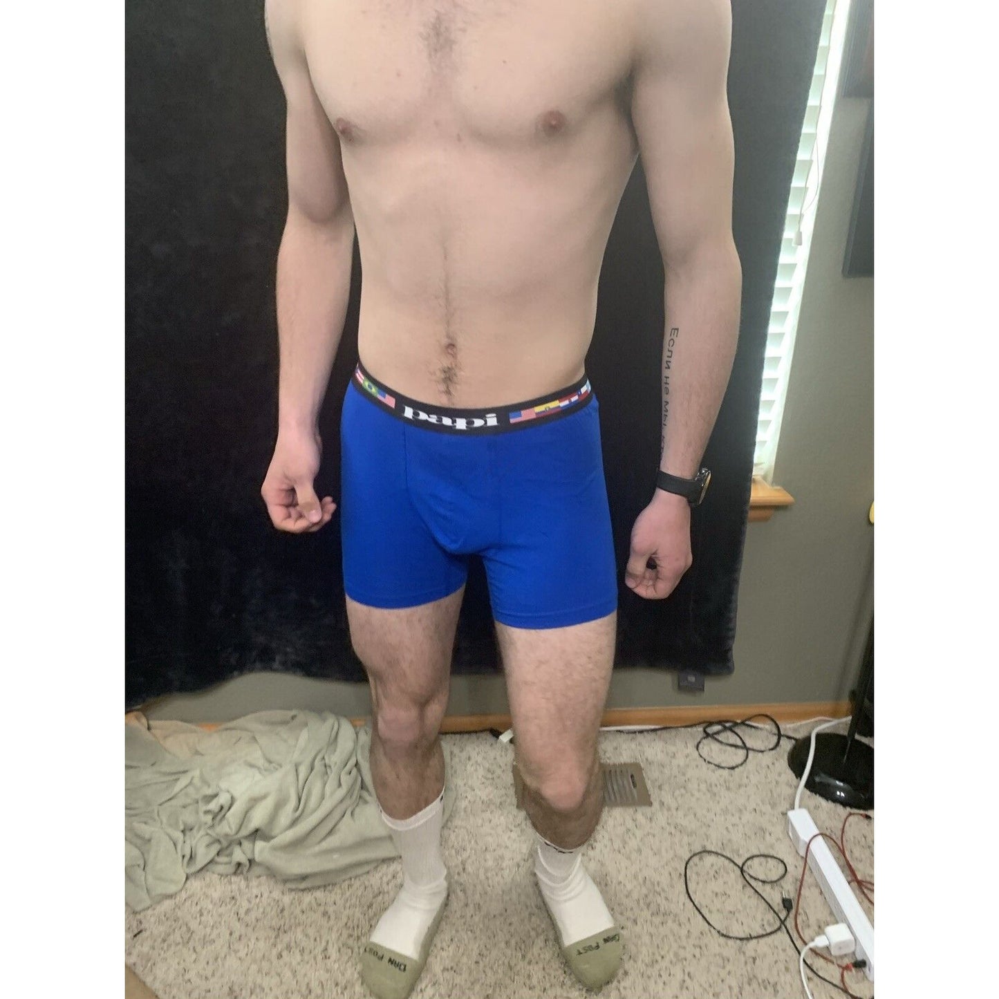 Men’s Papi Medium Boxer Briefs Royal Blue International 5% Spandex