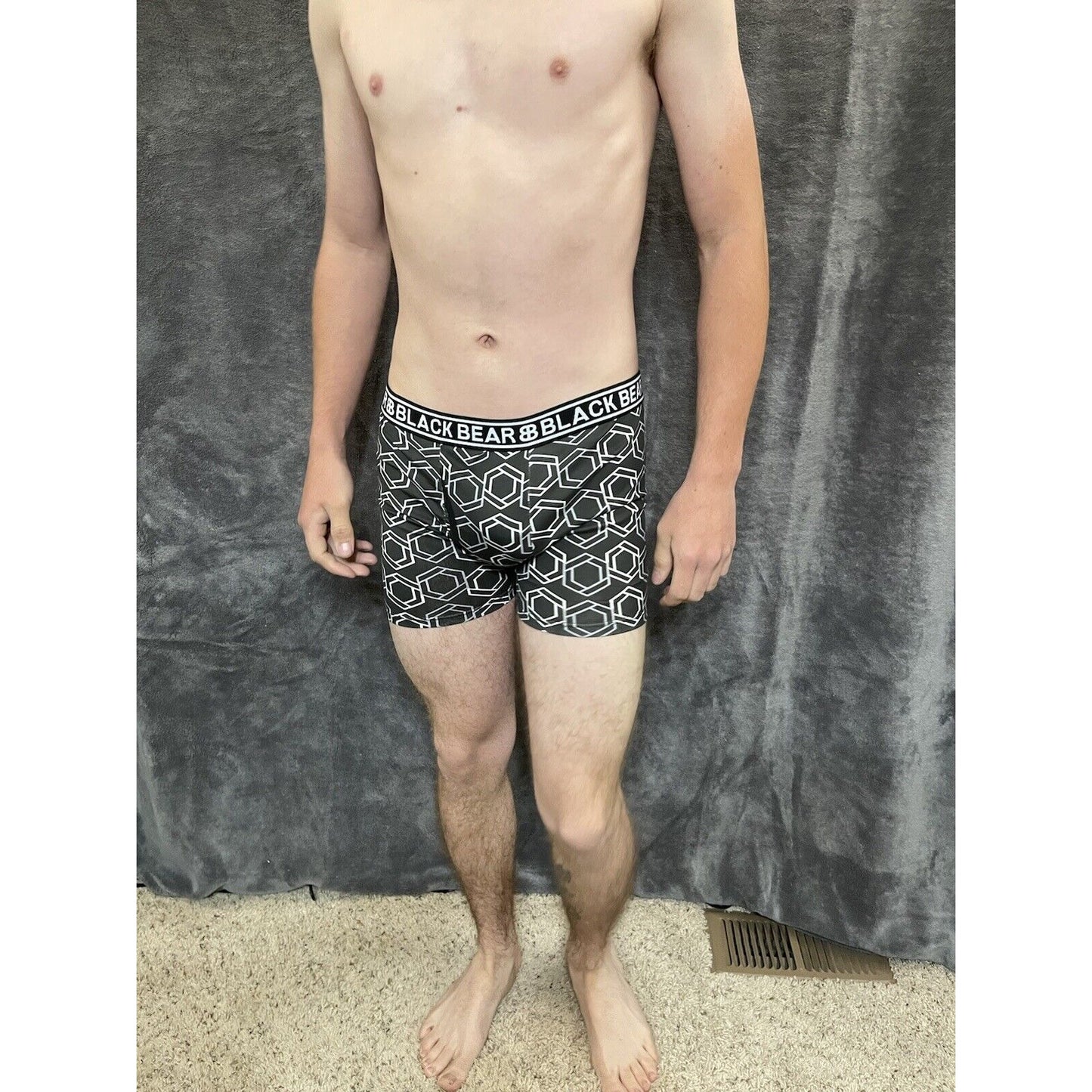 men's medium athletic trunk style black bear boxer brief Black Geometric Design