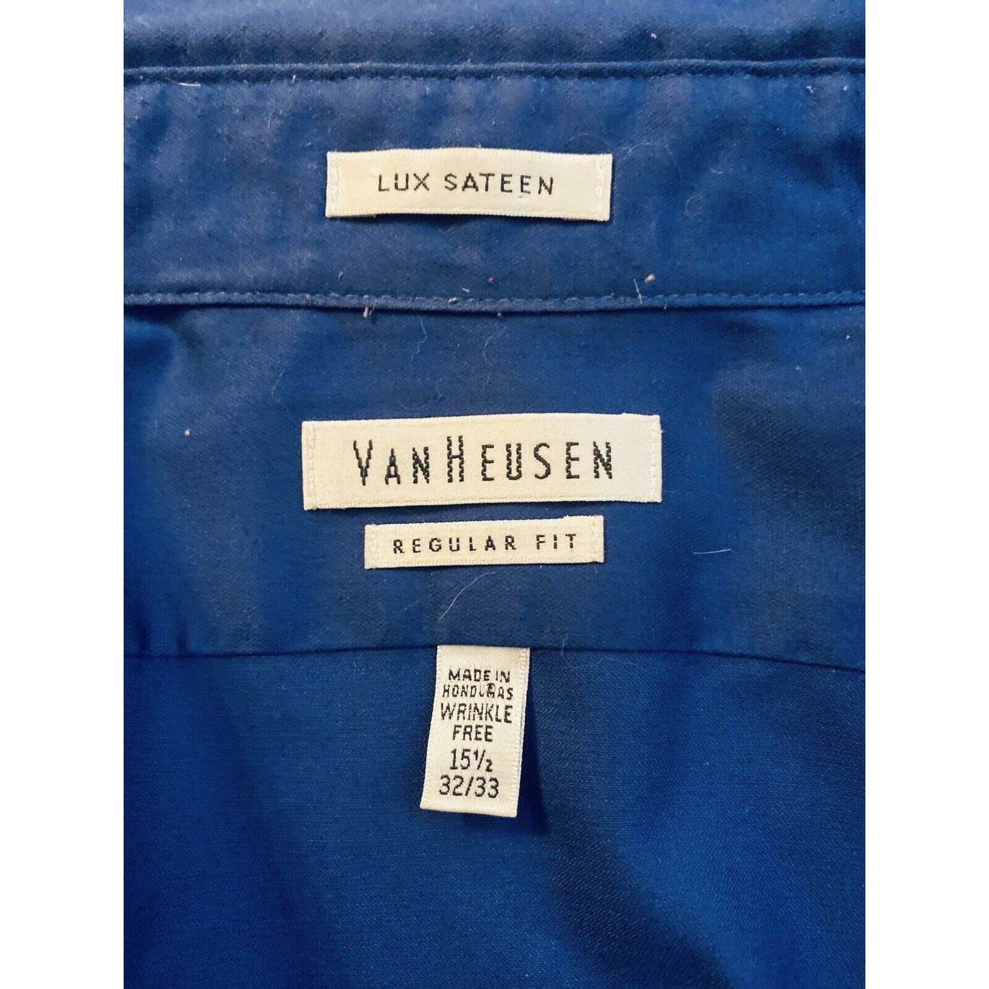 Van Heusen Lux Sateen - dark blue mens dress shirt long sleeve 15 1/2 32/33