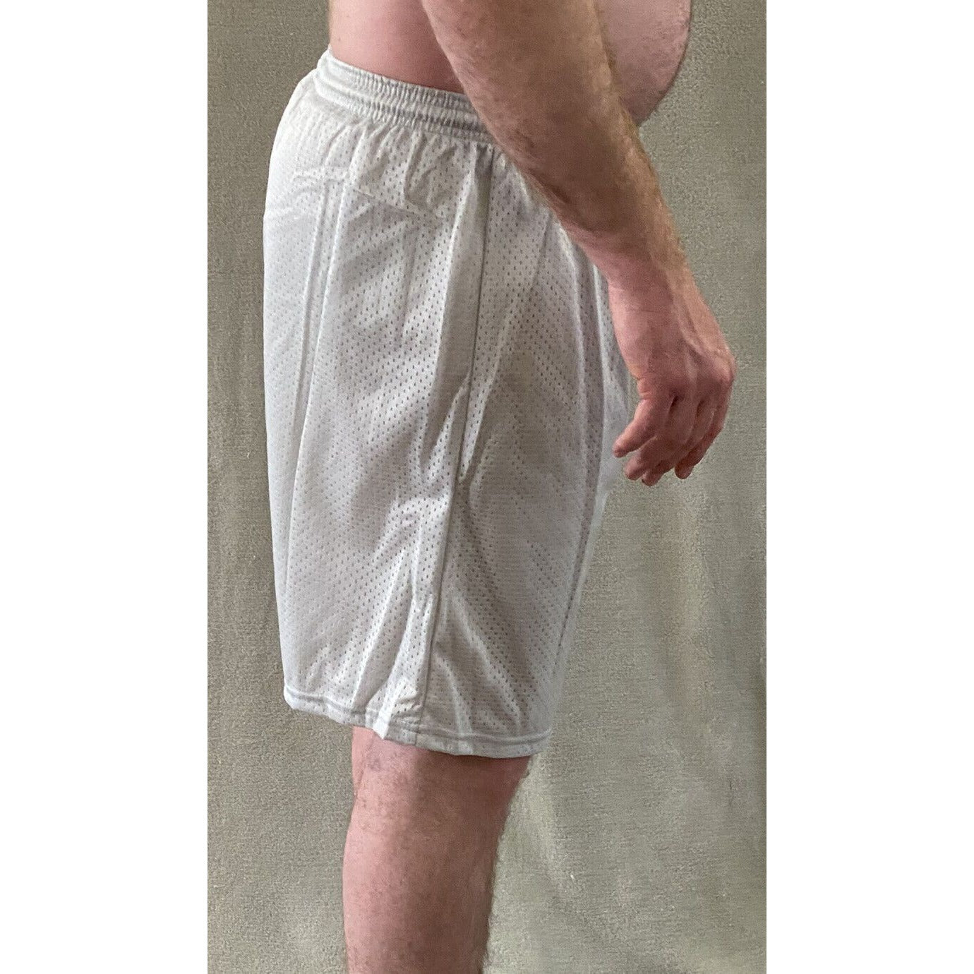 Soffe Men’s Large Silver Basketball Training Polyester Mesh Shorts