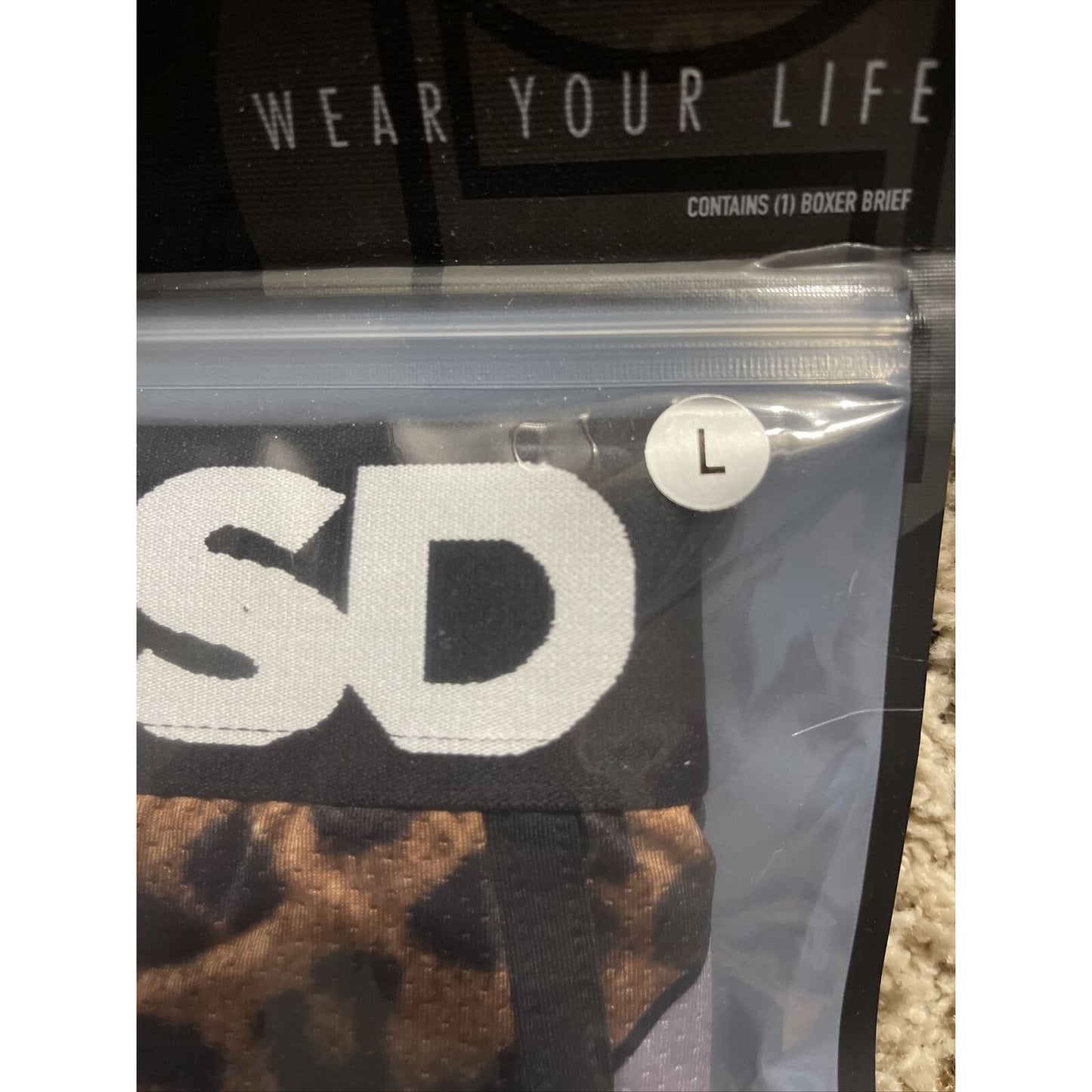 Men’s PSD Cheetah Pattern Angry Face Boxer Briefs Large
