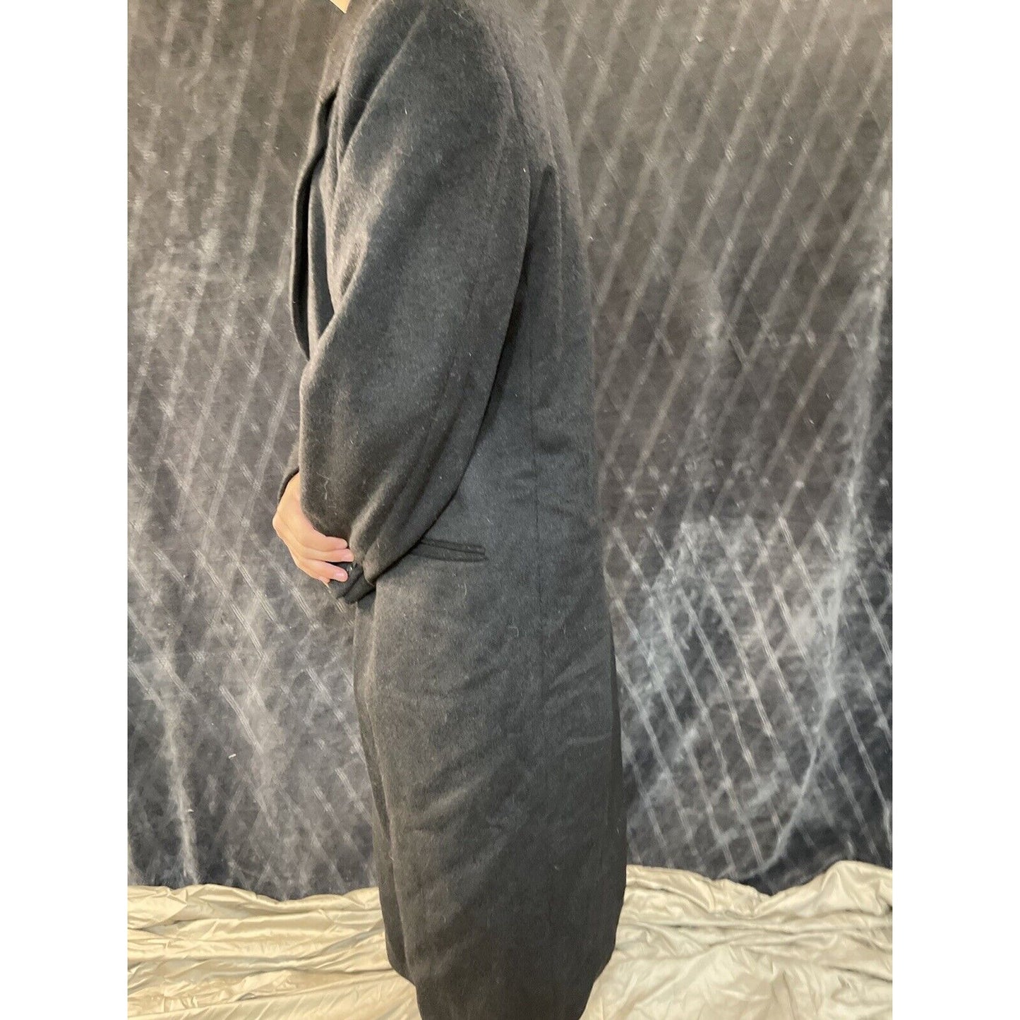 men’s today’s man brookcraft russian black wool poly cashmere coat
