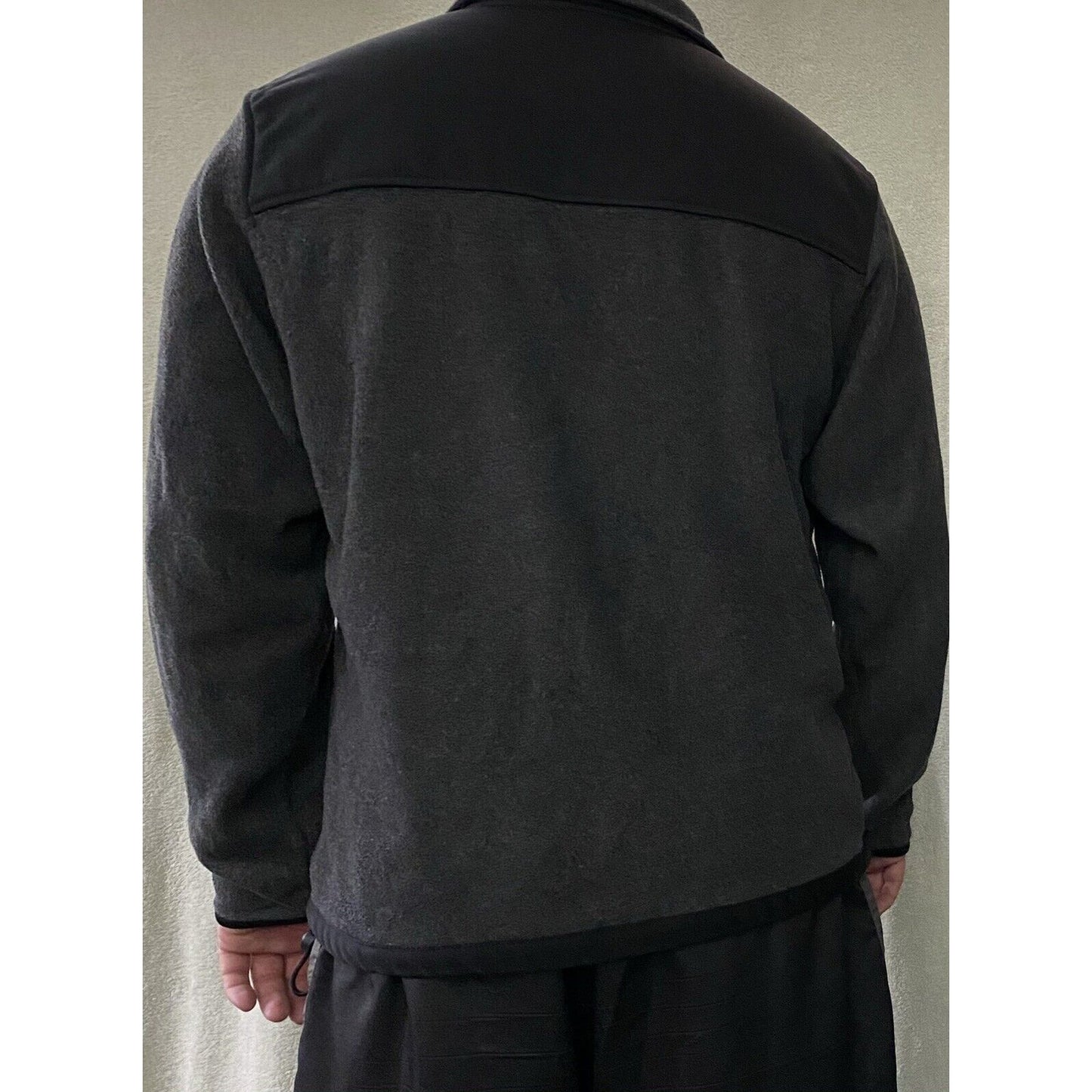 Old Navy Men's Large Black & Dark Gray Polyester-blend Zip-up Fleece Jacket