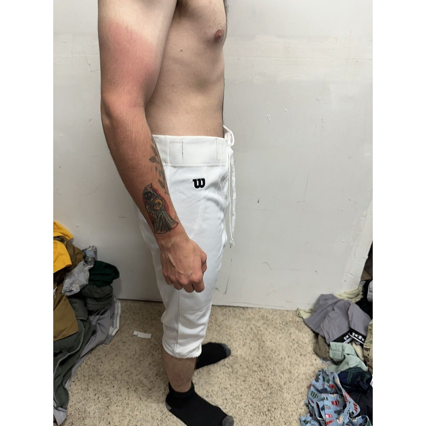 Men’s White Wilson Football Pants Large