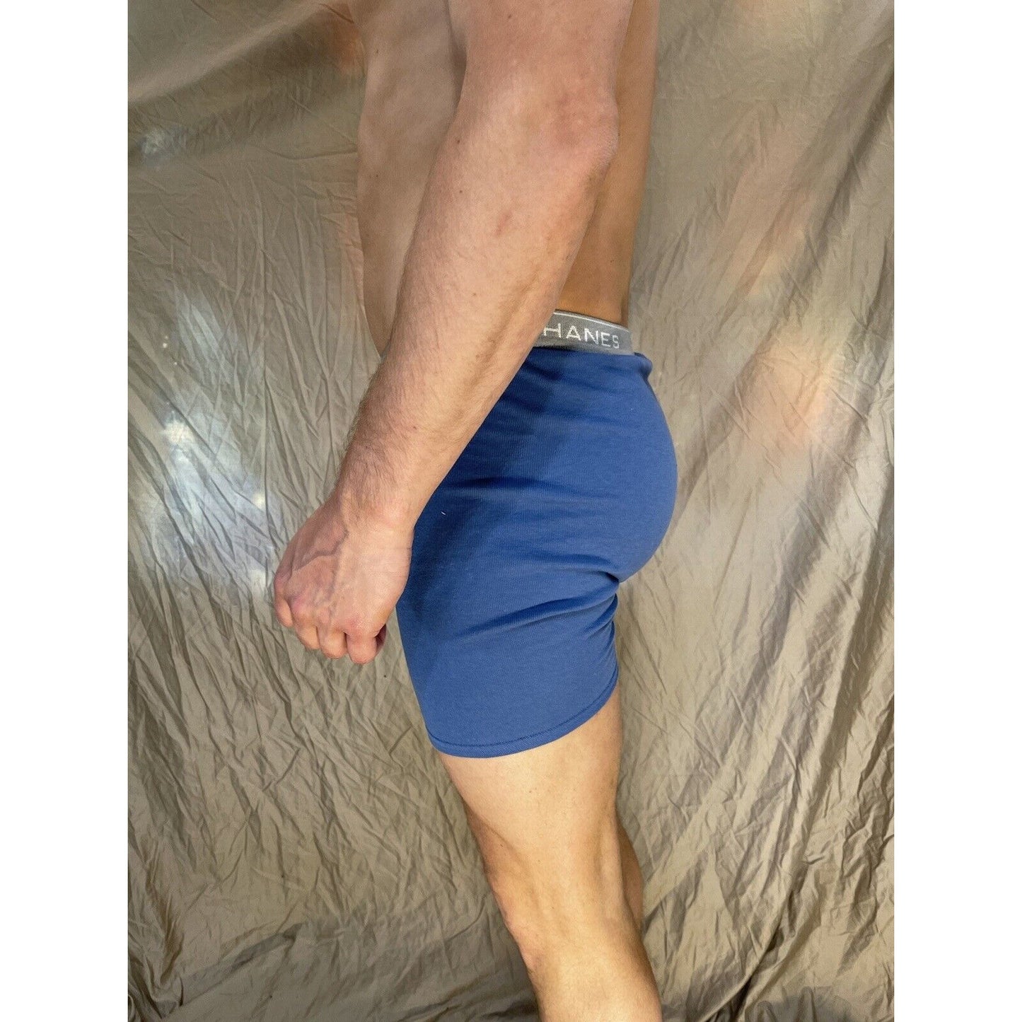 men's hanes Steel Blue boxer brief comfort flex large