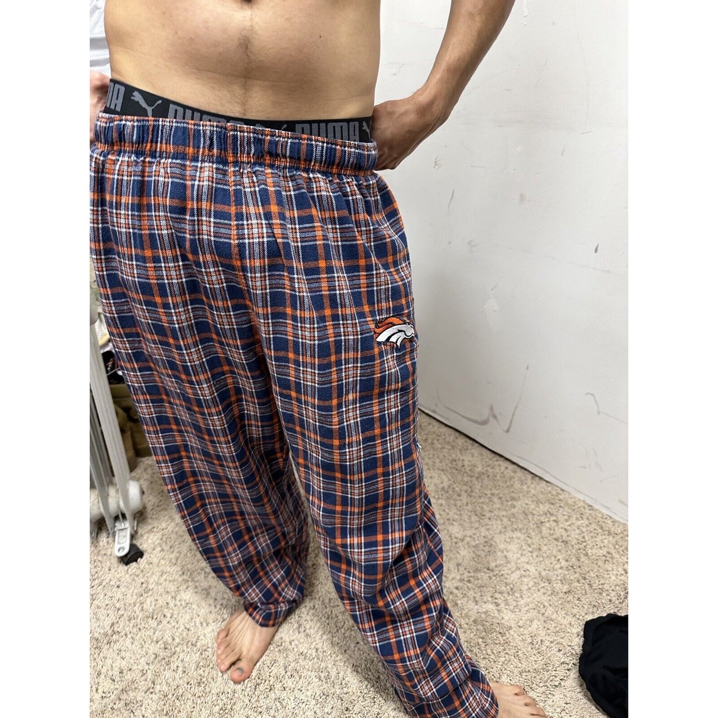 Men’s Plaid NFL Team Large Denver Broncos Pajama Pants Lounge Sleepwear