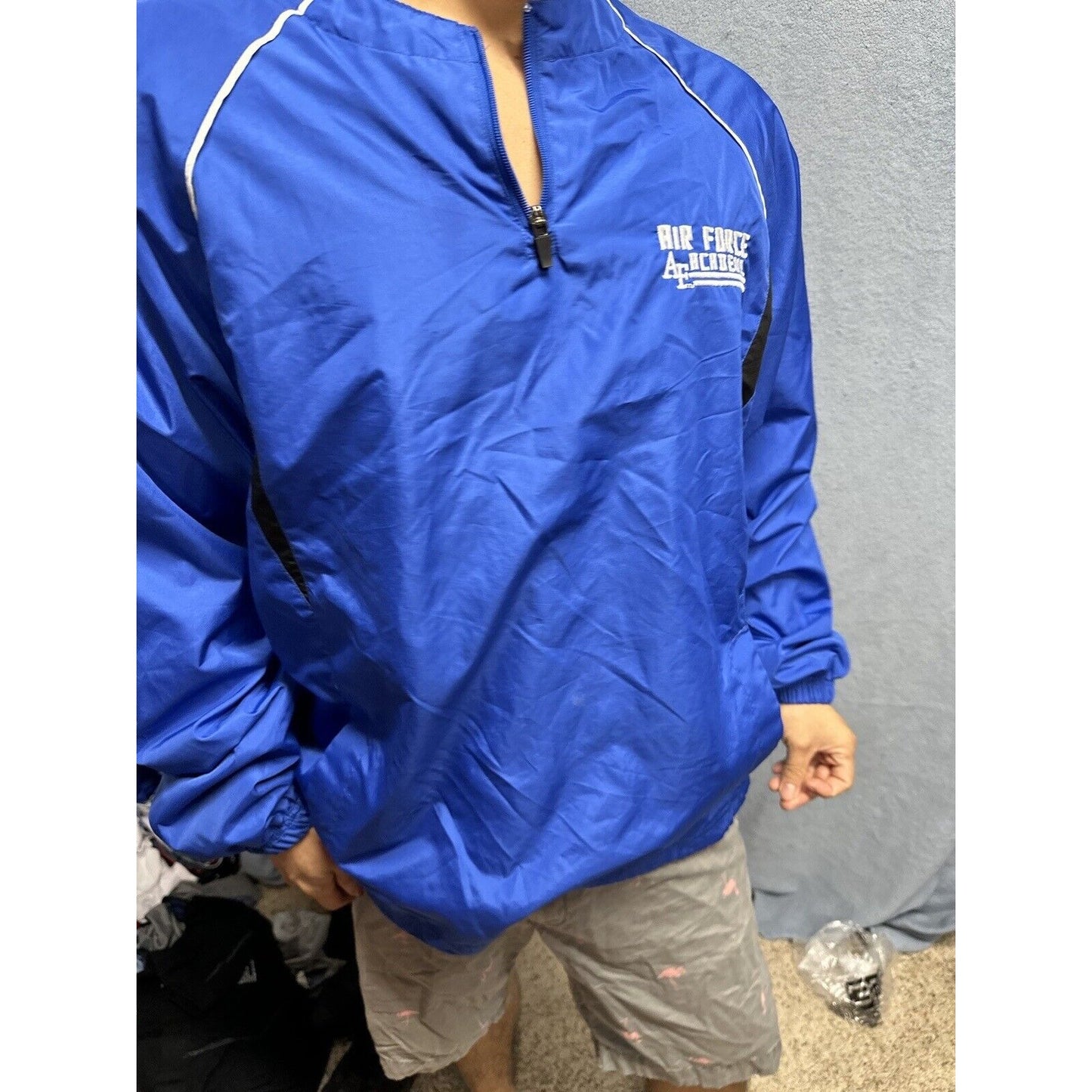 Men’s Blue Holloway Large Air Force Academy Windbreaker Jacket 1/4 Zip Pullover