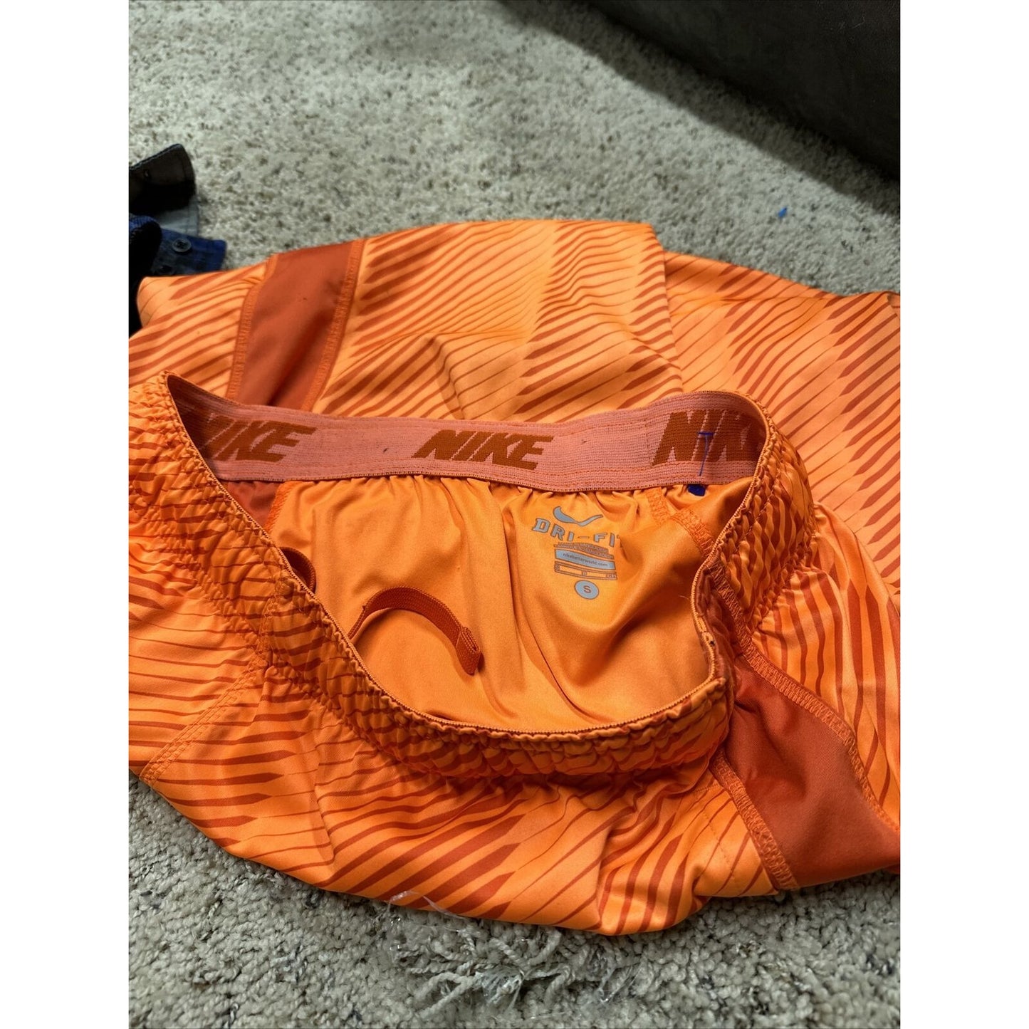 men’s nike dri-fit small neon orange shorts
