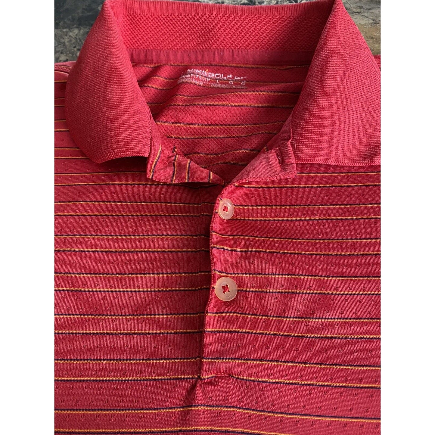 NIKE GOLF Fit-Dry Red Stripes Men’s Large Polyester Polo Shirt