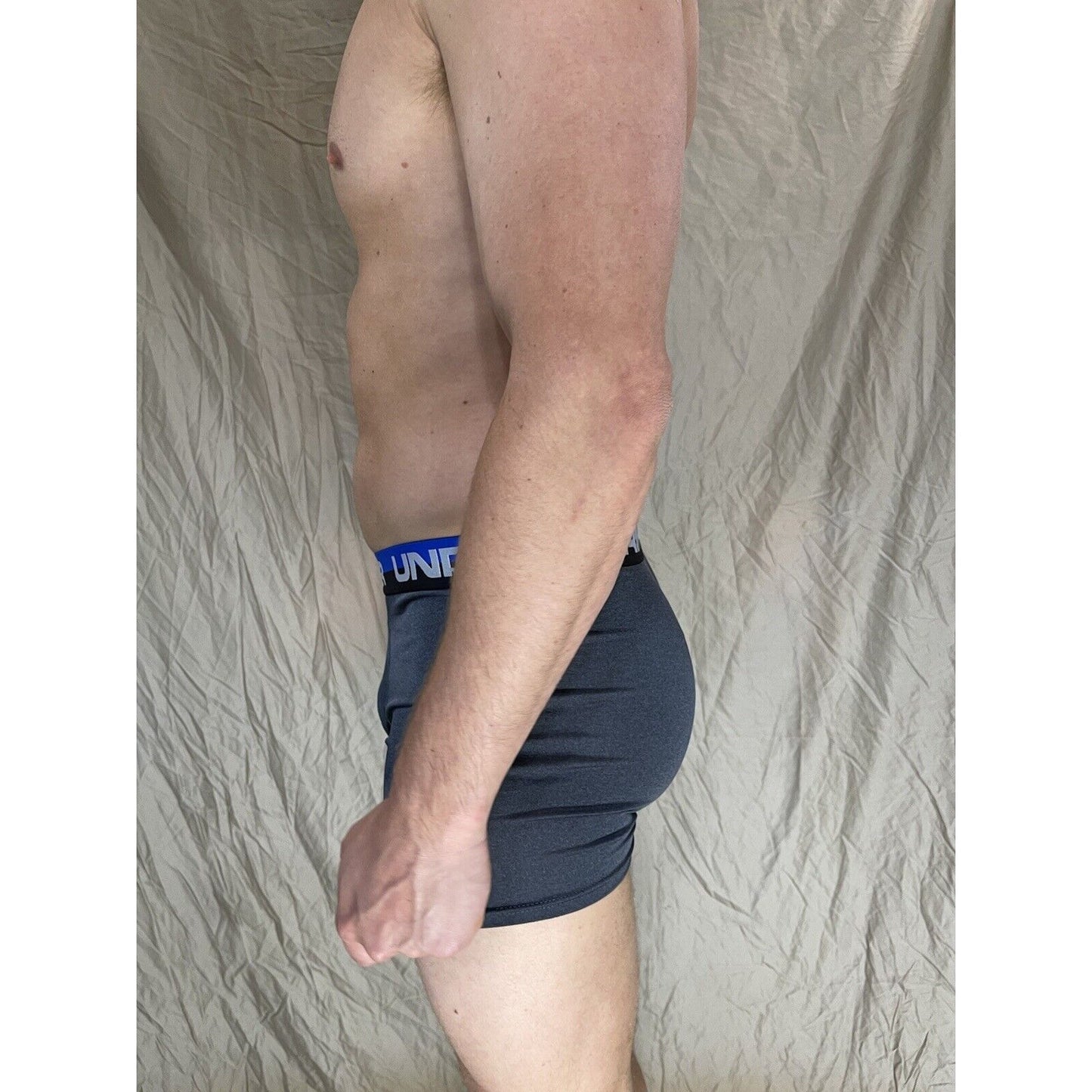 boys youth xl under armour boxerjock Gray with black and Blue band
