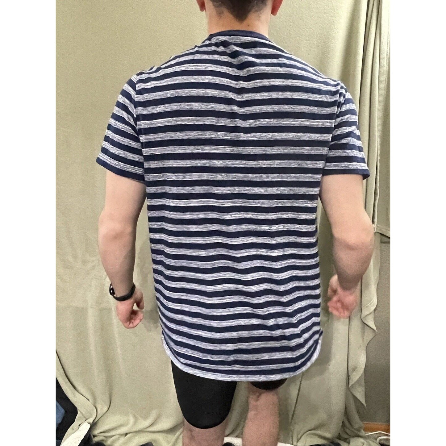 Vintage Calvin Klein Striped T-Shirt Blue White Navy Stripes Size Large