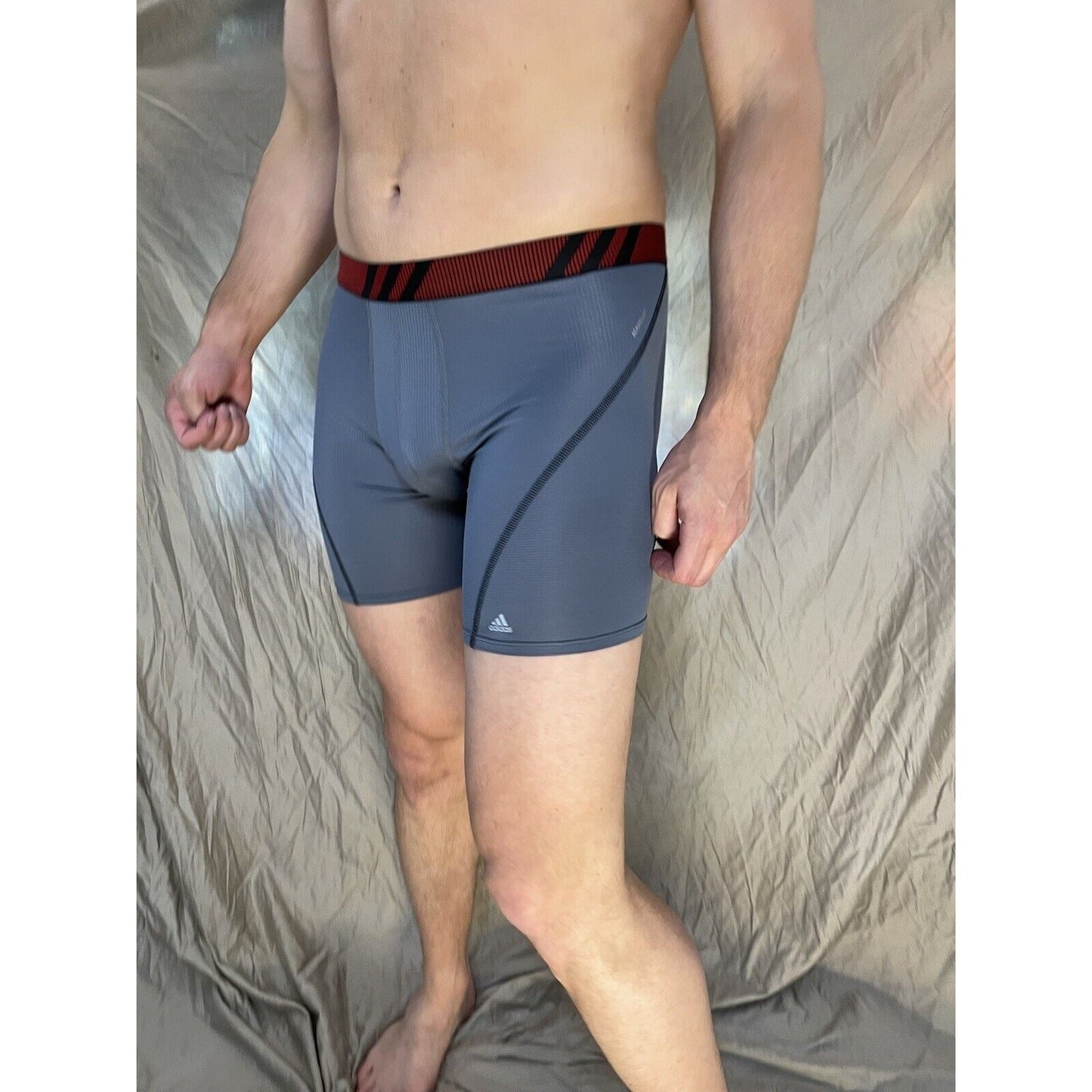 men's Gray With Red Band adidas aeroready black compression boxer briefs medium