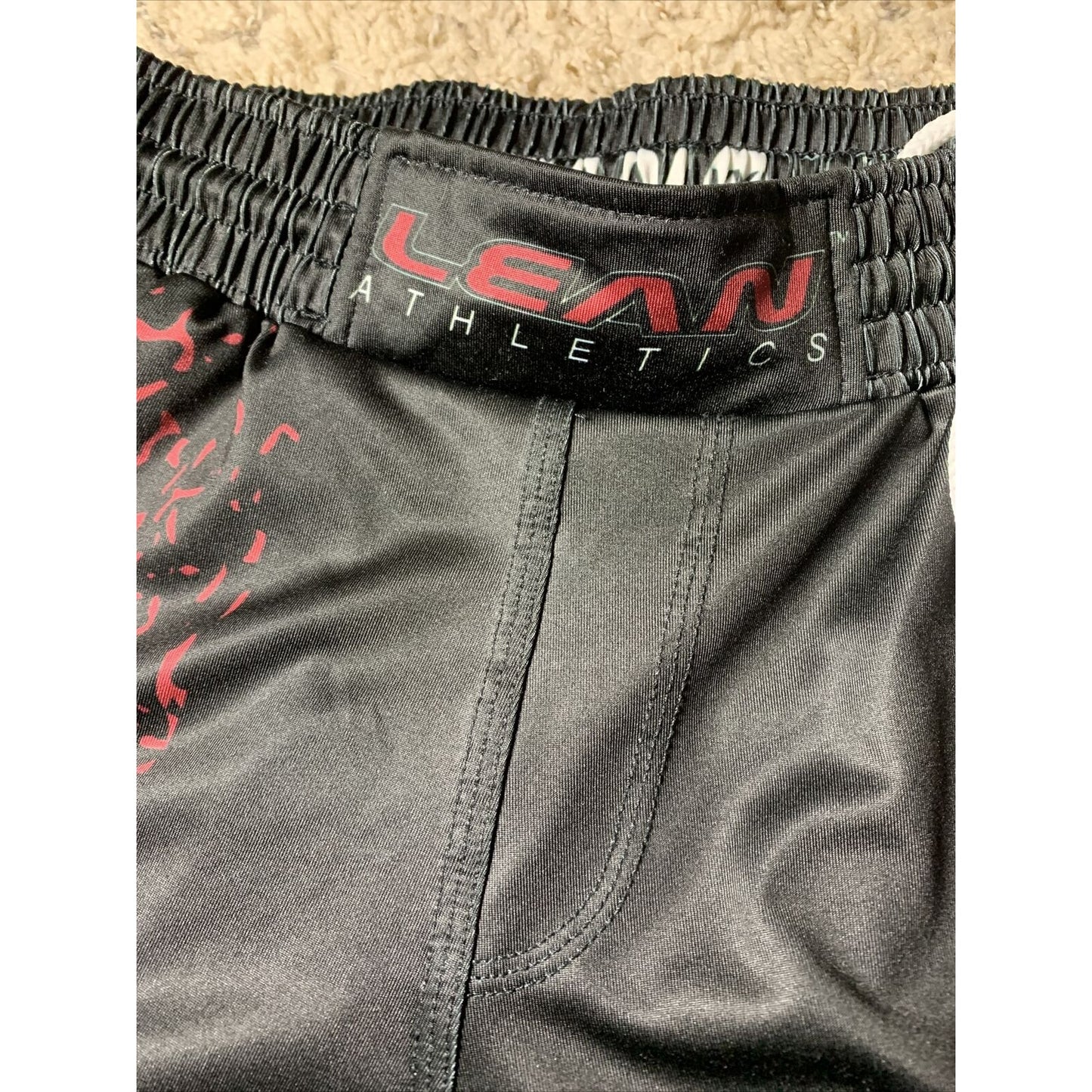 Lean Athletics Black And Maroon Youth XL Wrestling Shorts Stretchy Material