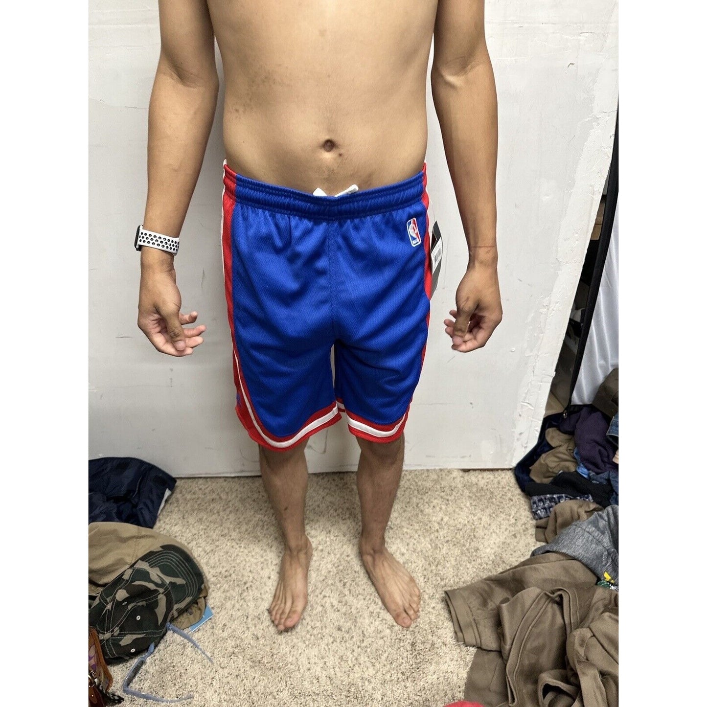 Boy’s Large Pistons NBA Adidas Performance Basketball Shorts Blue