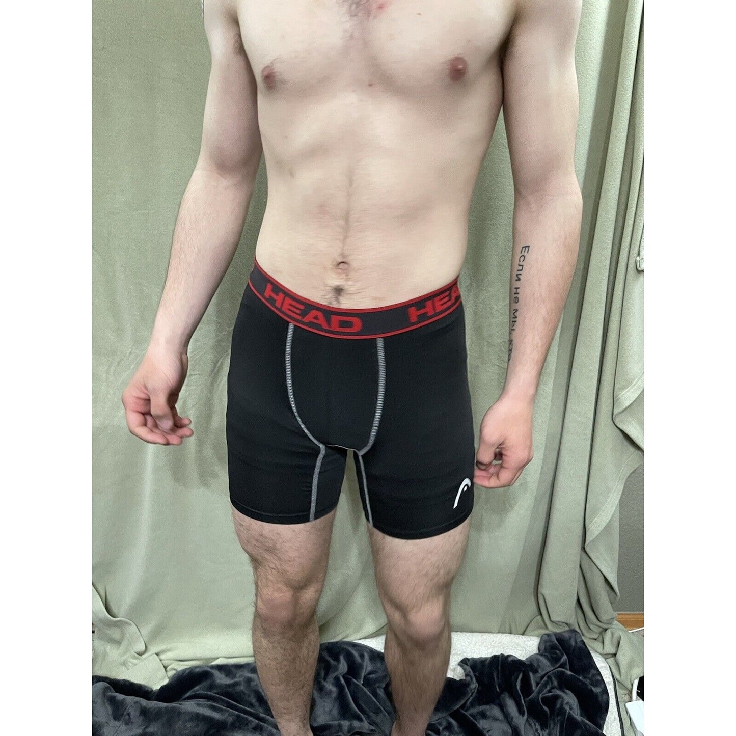 Head Brand Compression Shorts Medium Black With Red Band 1 Pair New