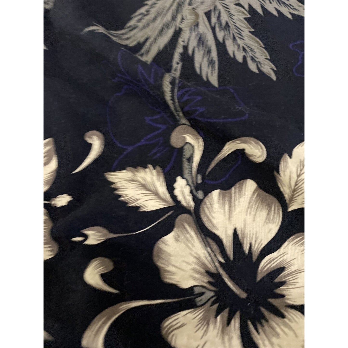 RJC Men’s XL Black Hawaiian Summer Palm Trees Hibiscus Flowers Button-down Shirt