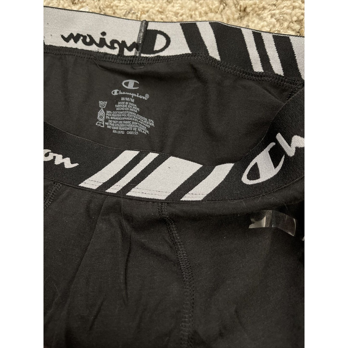 Champion Men's Boxer Briefs Underwear Size Medium Black 5% Spandex New