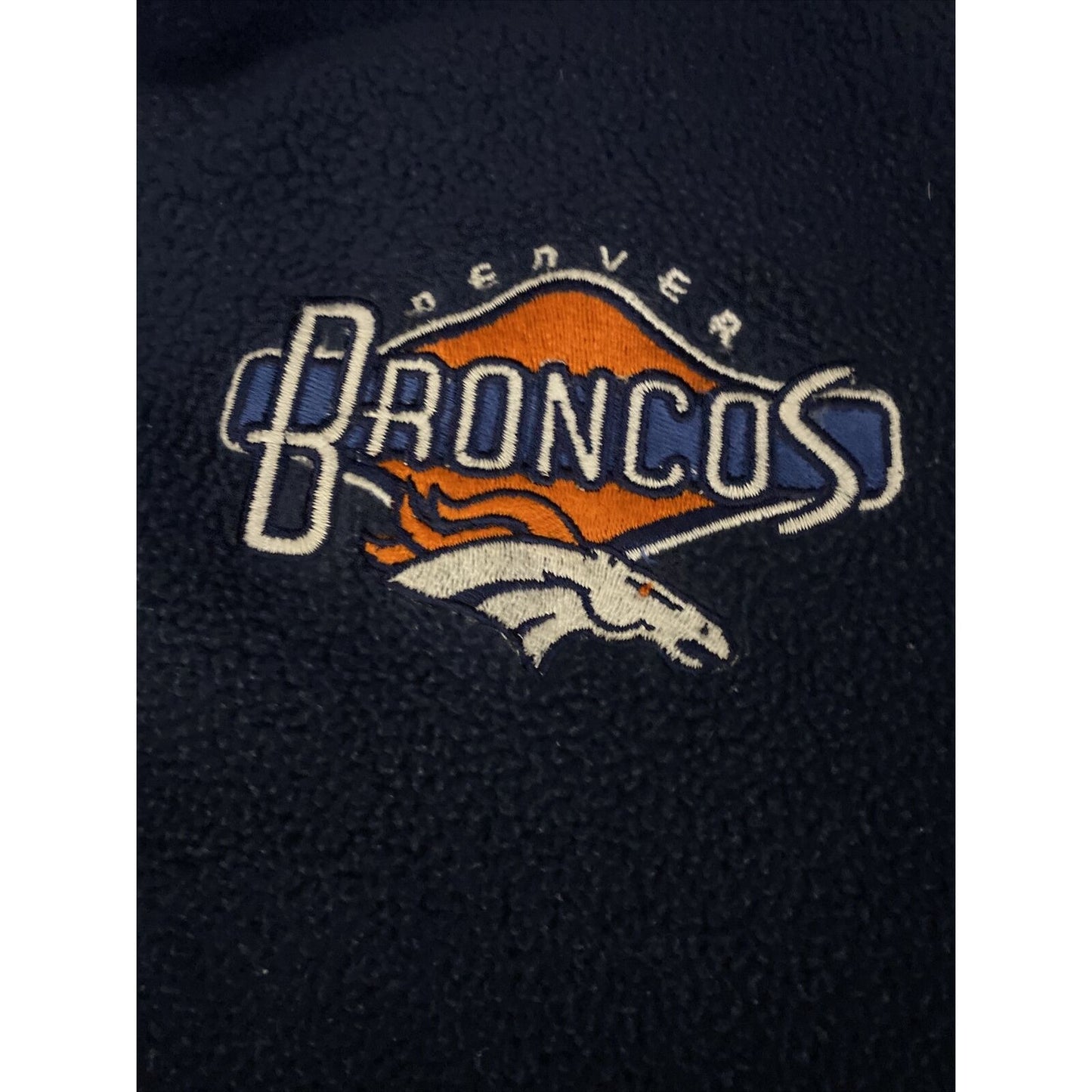 DENVER BRONCOS Pro Player Mens Large Navy Blue 1/4-zip Polyester Fleece Pullover