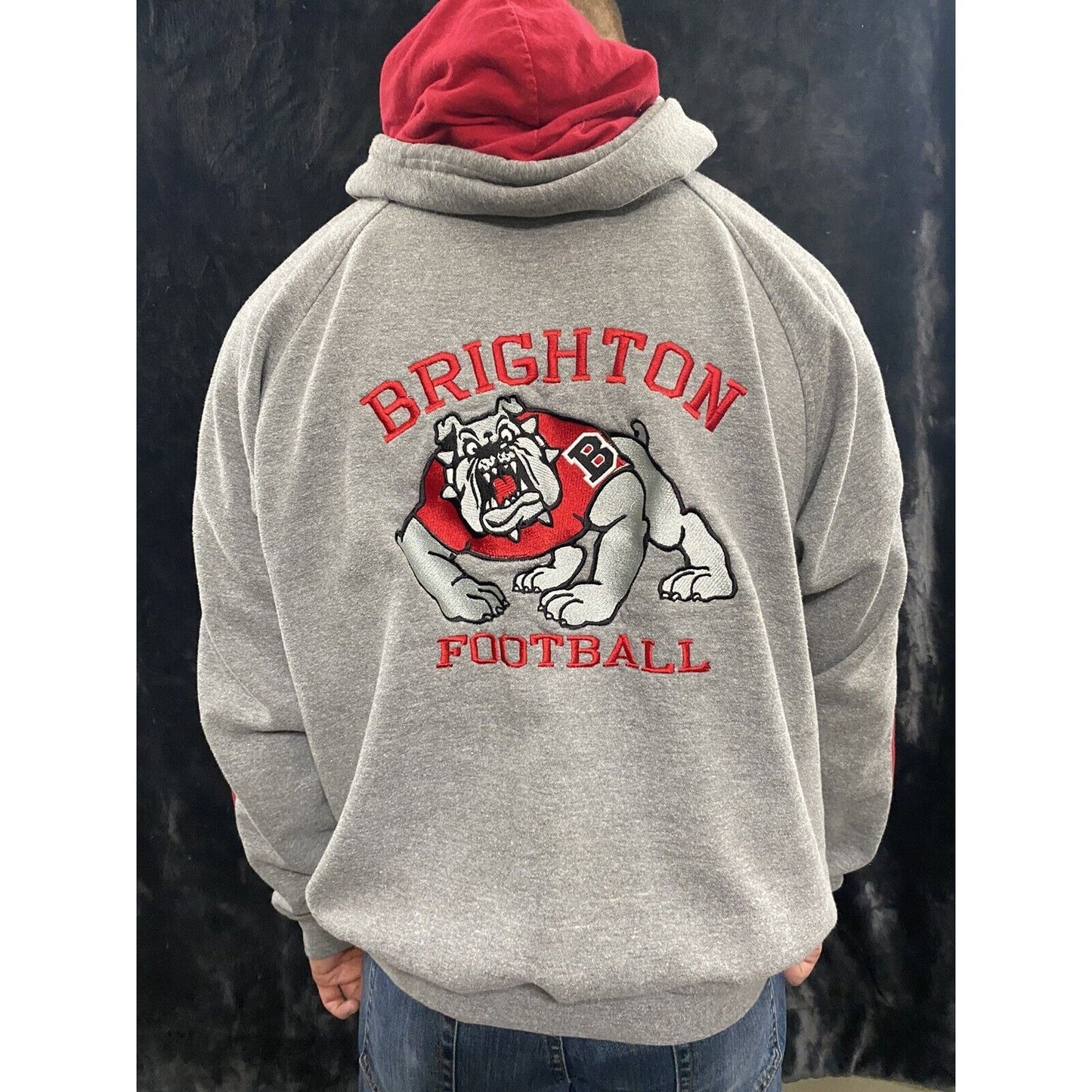BRIGHTON BULLDOGS FOOTBALL Holloway Men’s XL Gray and Red Hoodie Sweater