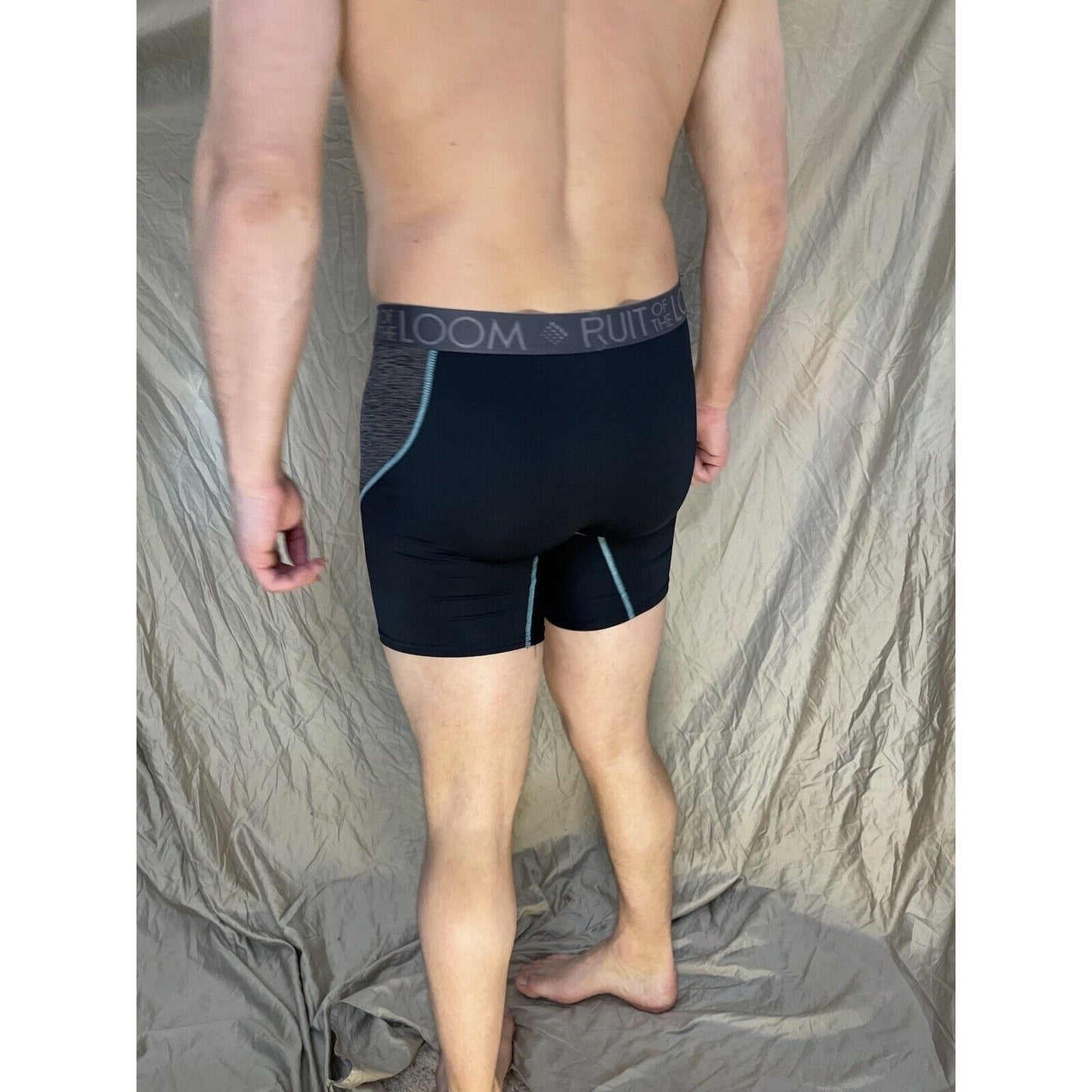 men's fruit of the loom XL compression boxer briefs breathable Black And Gray