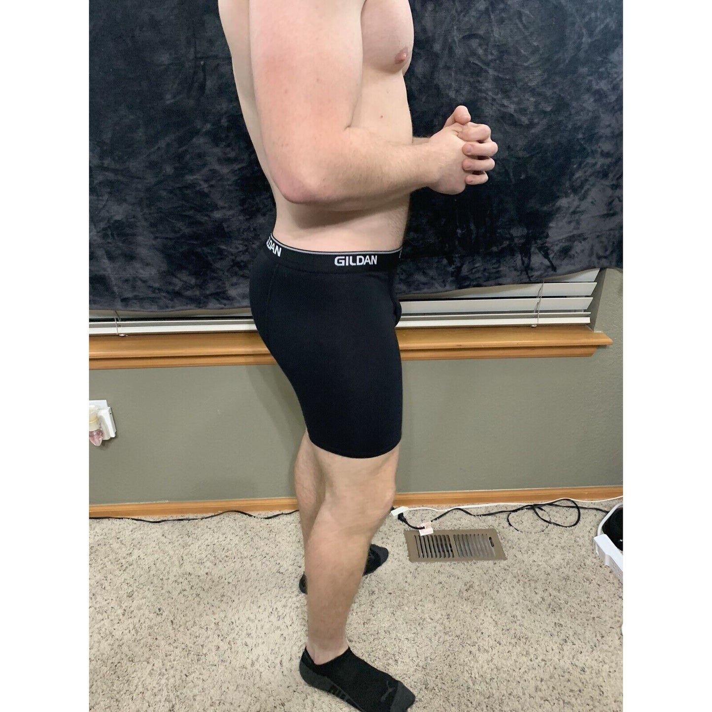 Gildan Black Boxer Briefs Spandex/cotton/poly Blend Large