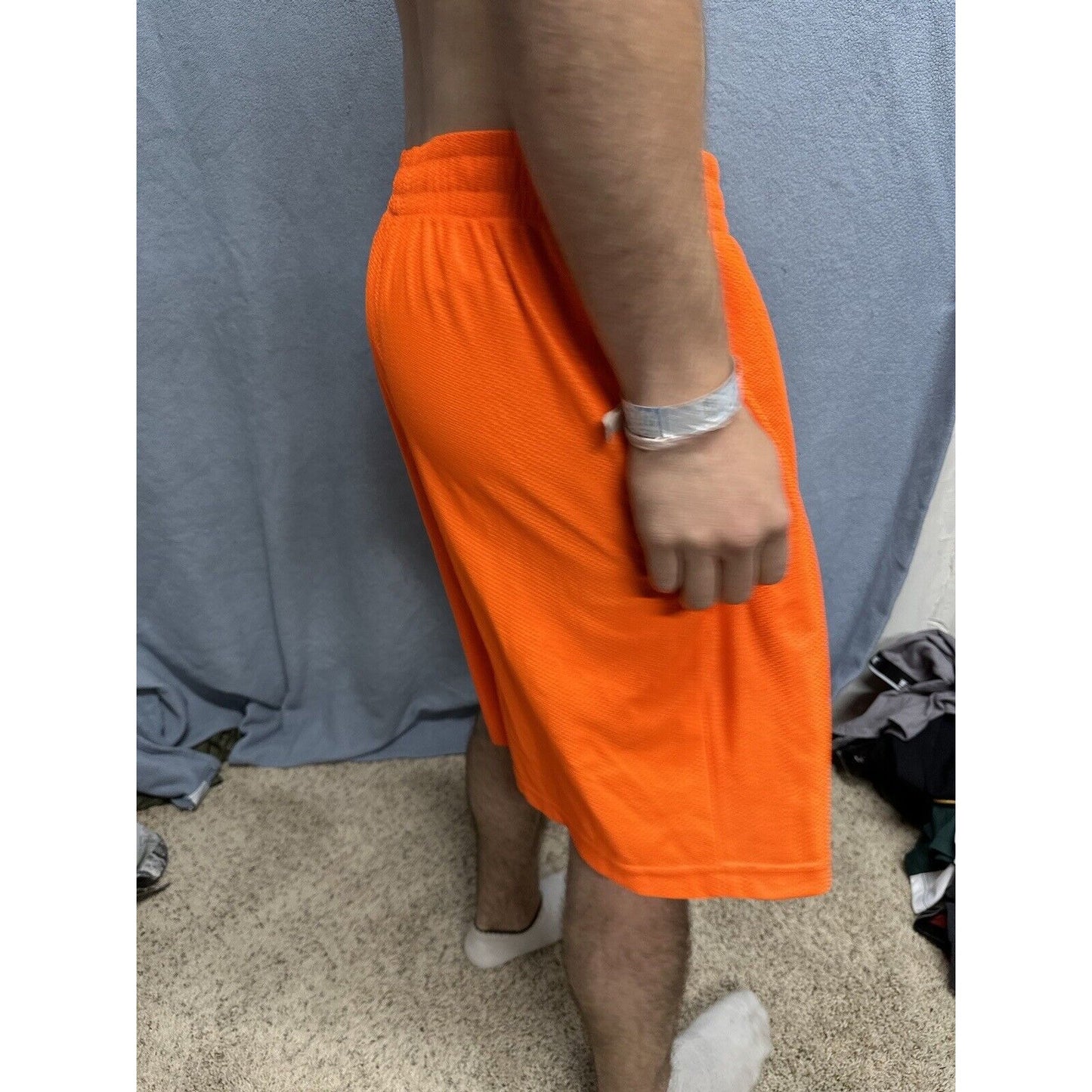 Men’s Neon Orange Starter Medium Athletic Shorts With Pockets