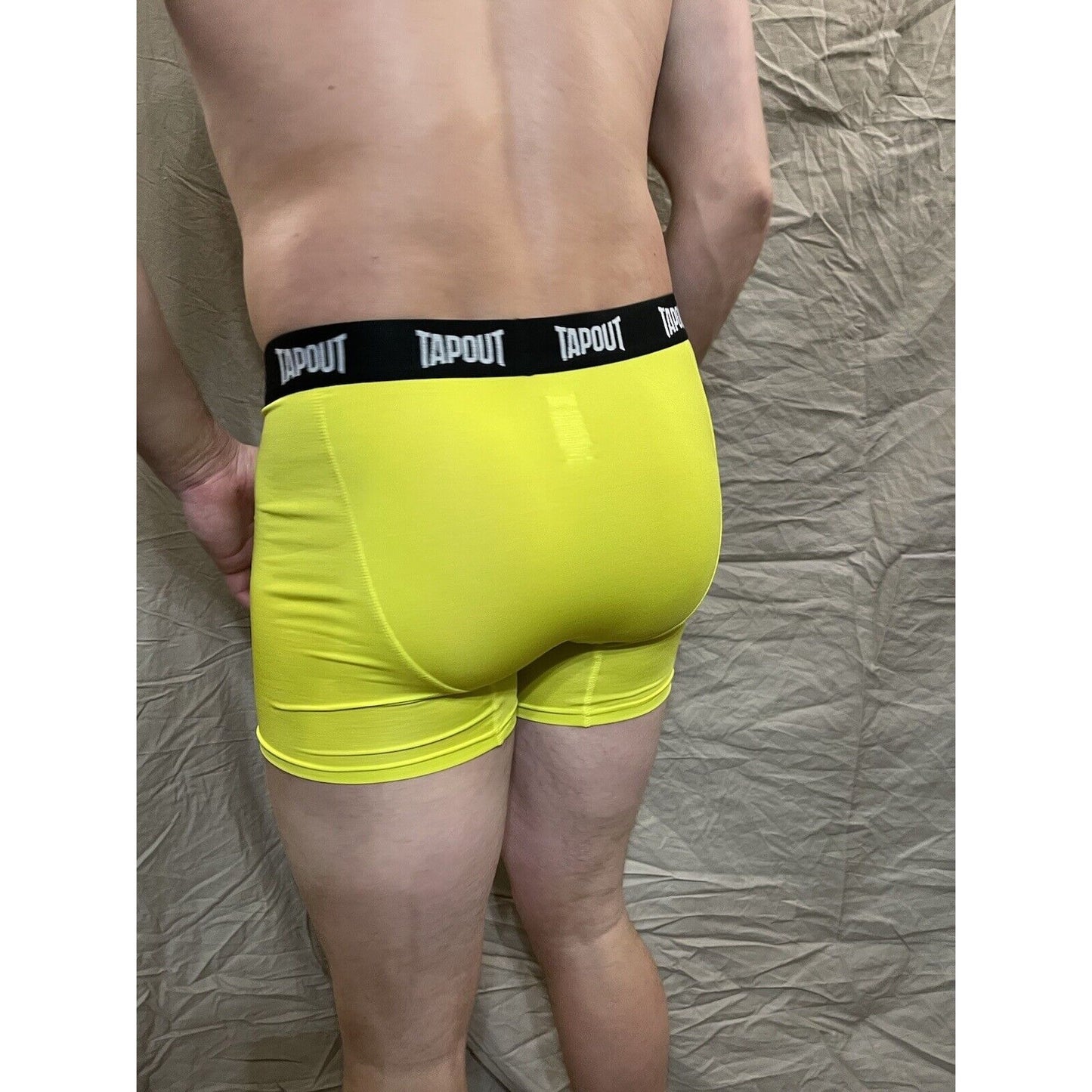 men's tapout bright yellow compression shorts Small New And Never Worn