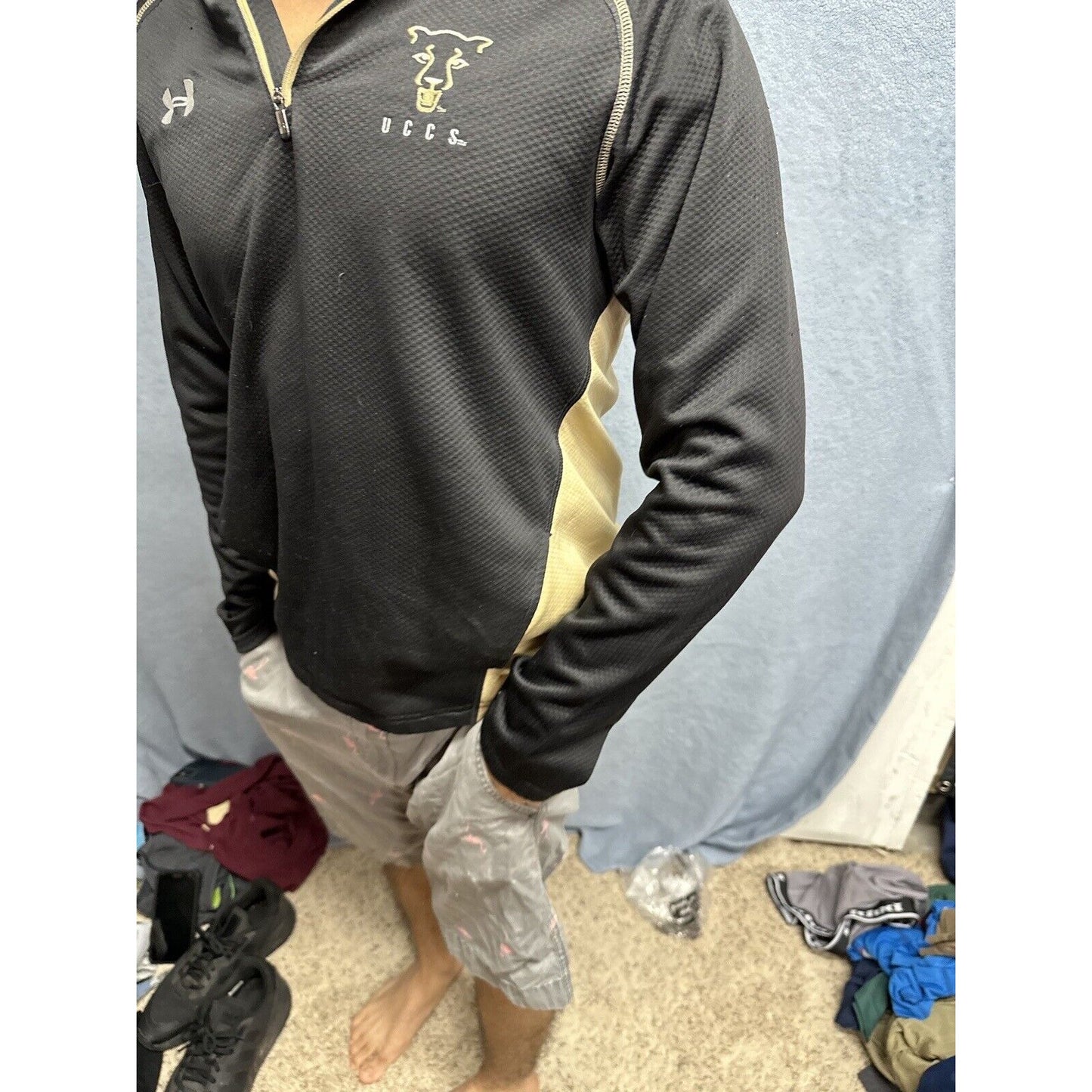 Men’s Black UCCS University Colorado Springs 1/4 Zip Pullover Jacket Medium