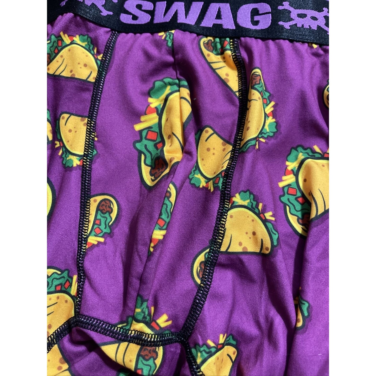 MENS SWAG TACO TUESDAY PURPLE BOXER BRIEF SIZE Large