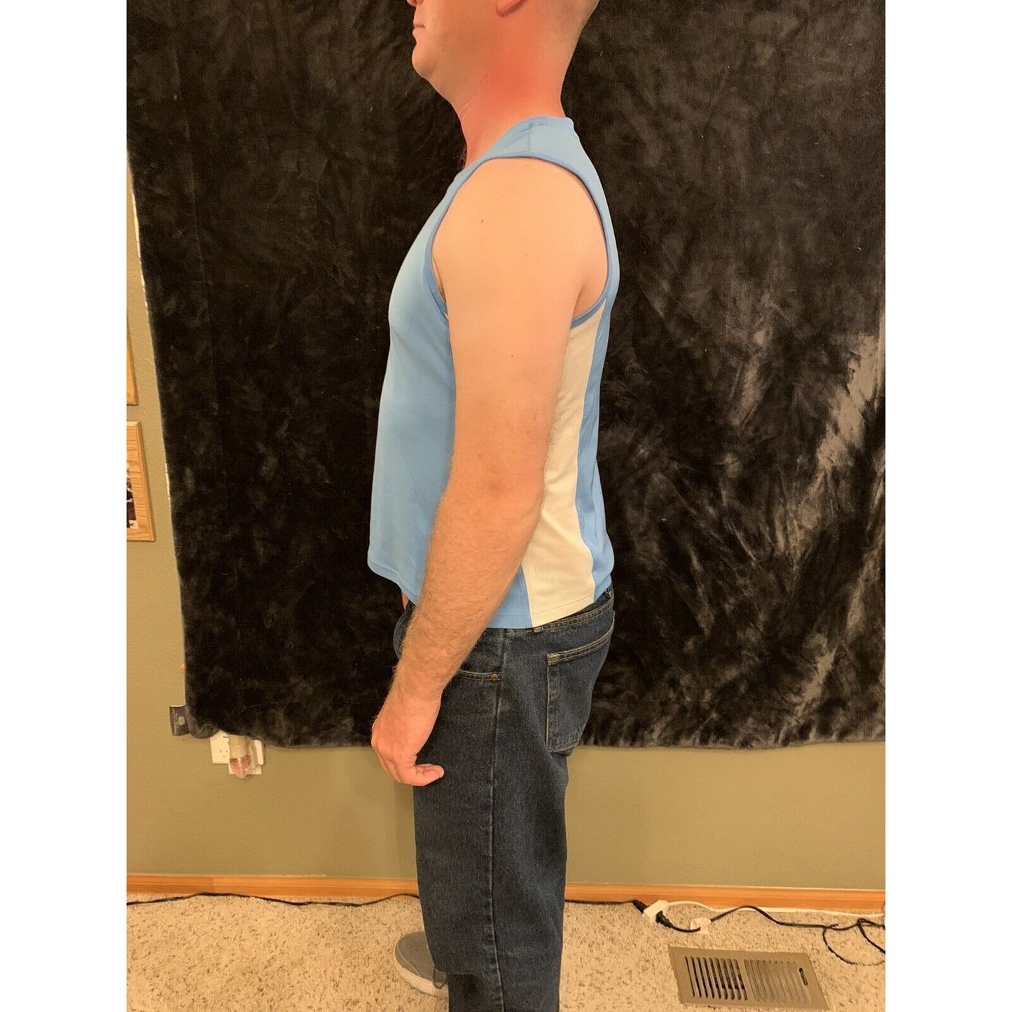 Champion Blue/White Tank Top Singlet Running Workout Mens Activewear XL