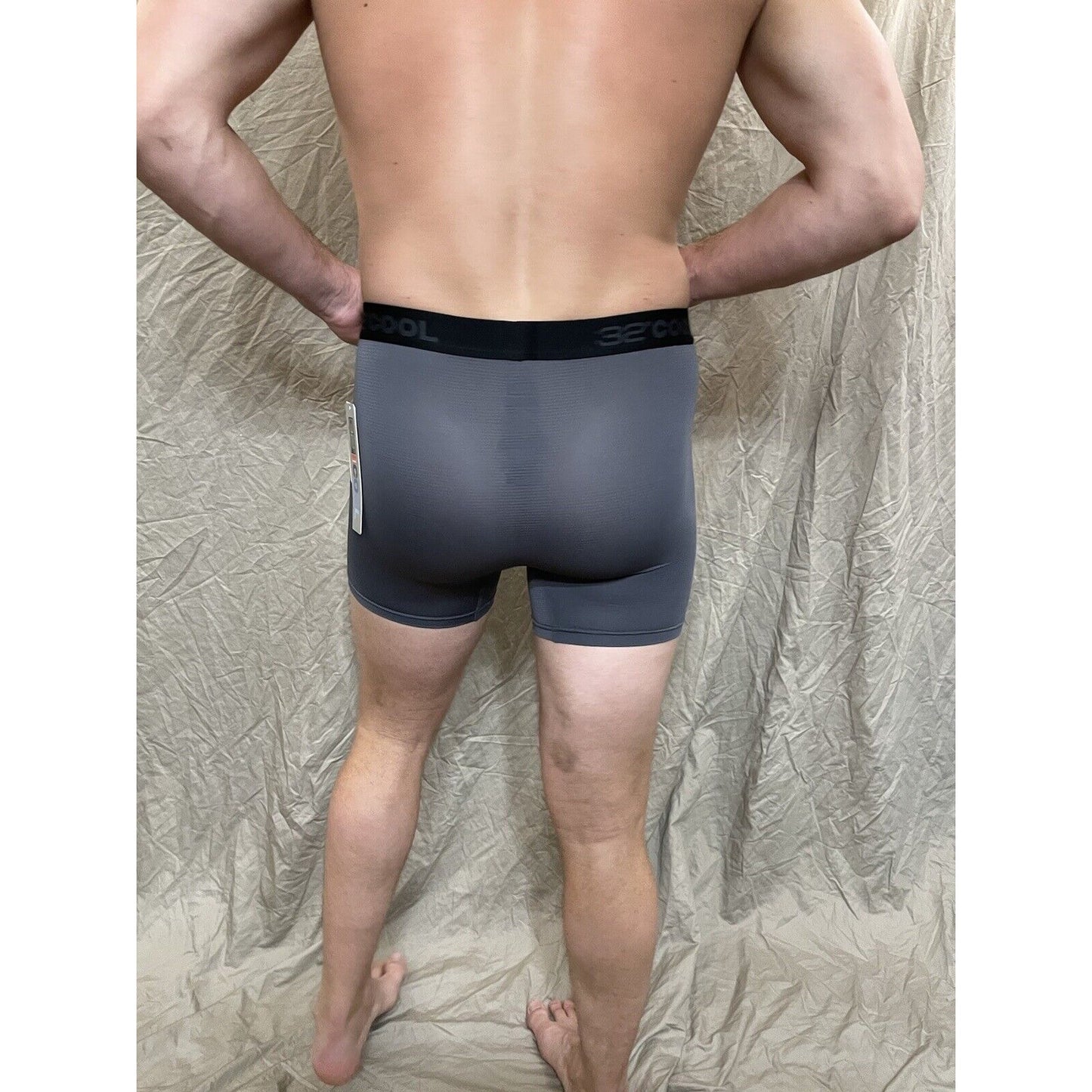 men's 32 degree cool charcoal gray mesh boxer brief Large