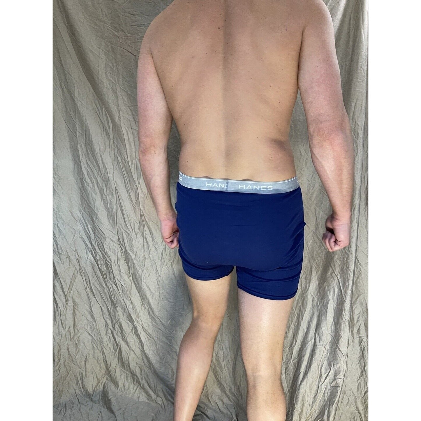 men's hanes blue boxer brief comfort flex large