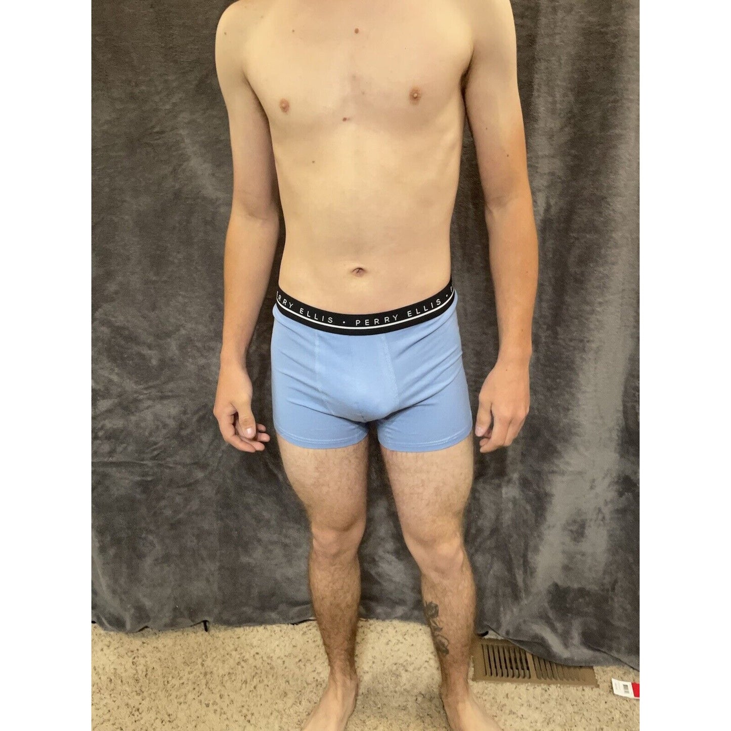 men's light blue perry ellis portfolio 5% spandex boxer brief Medium