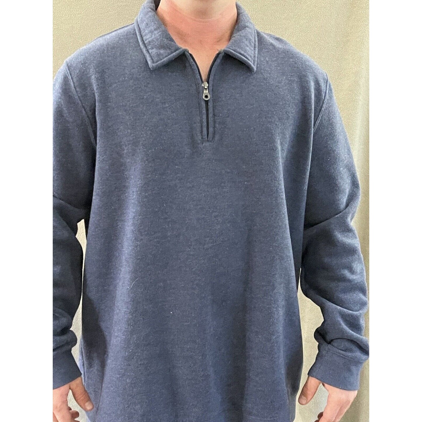 Croft & Barrow Quarter Zip Sweatshirt Men's Size 2XL XXL Slate blue Cotton Blend