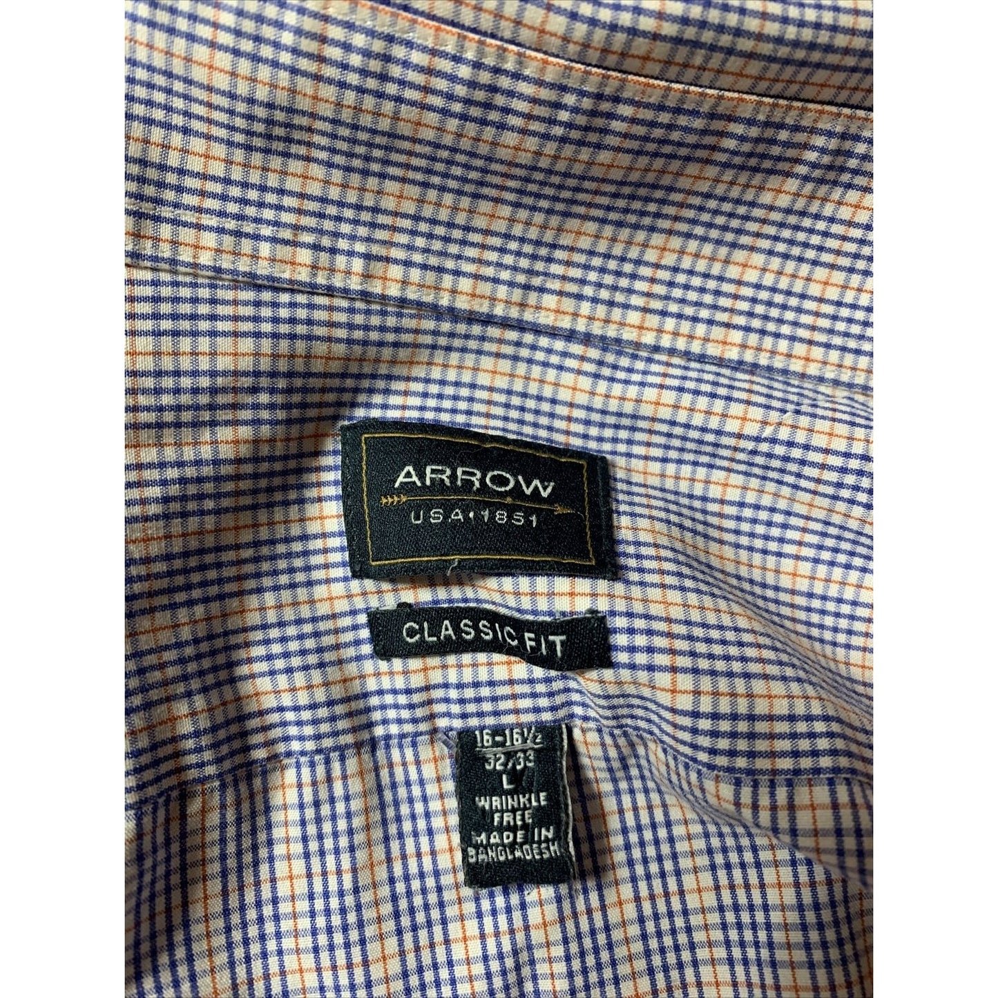 Arrow Button Up Dress Shirt Men's 16 32-33 Long Sleeve Multi Plaid Classic Fit