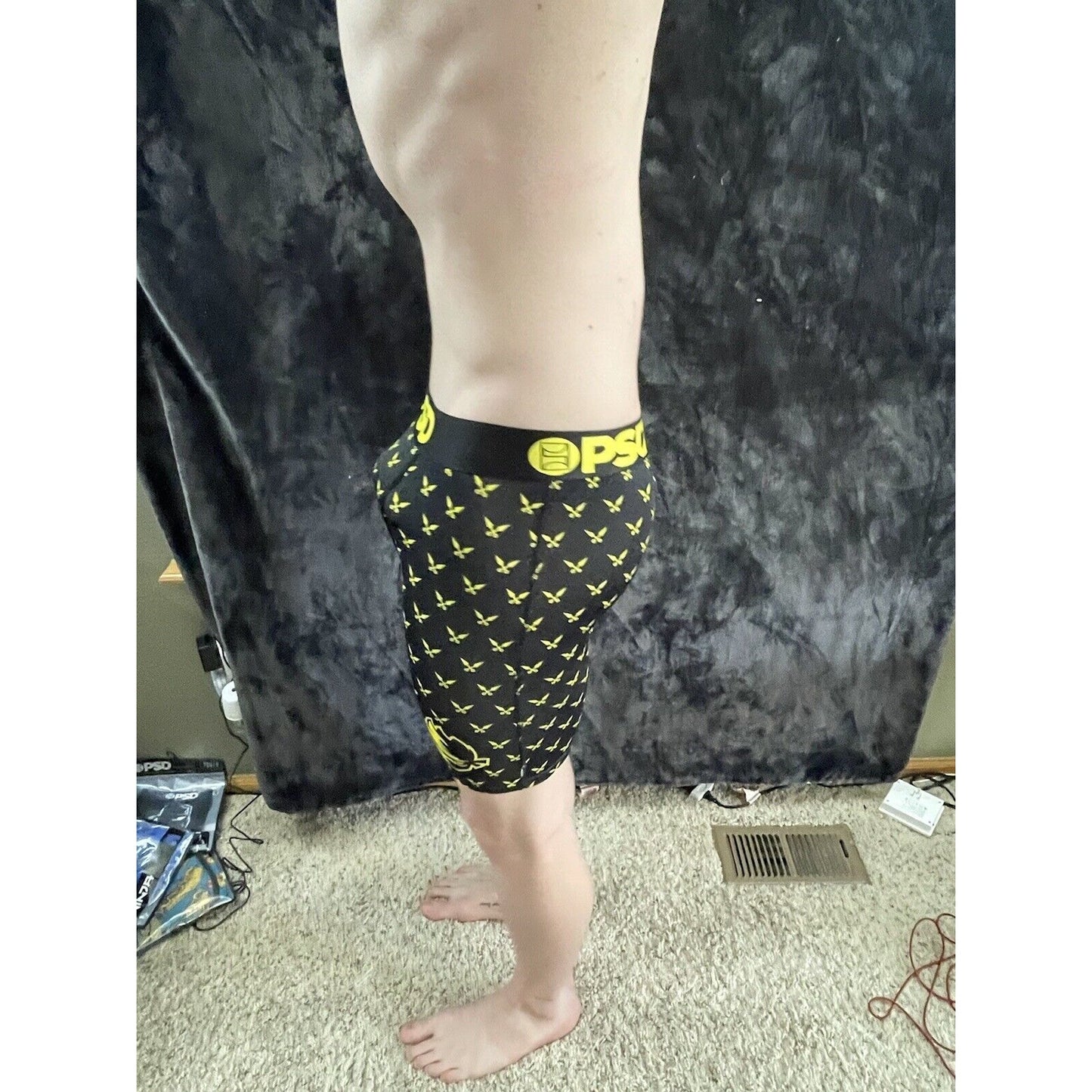 Men’s PSD Black and Yellow Ninja Boxer Briefs Medium