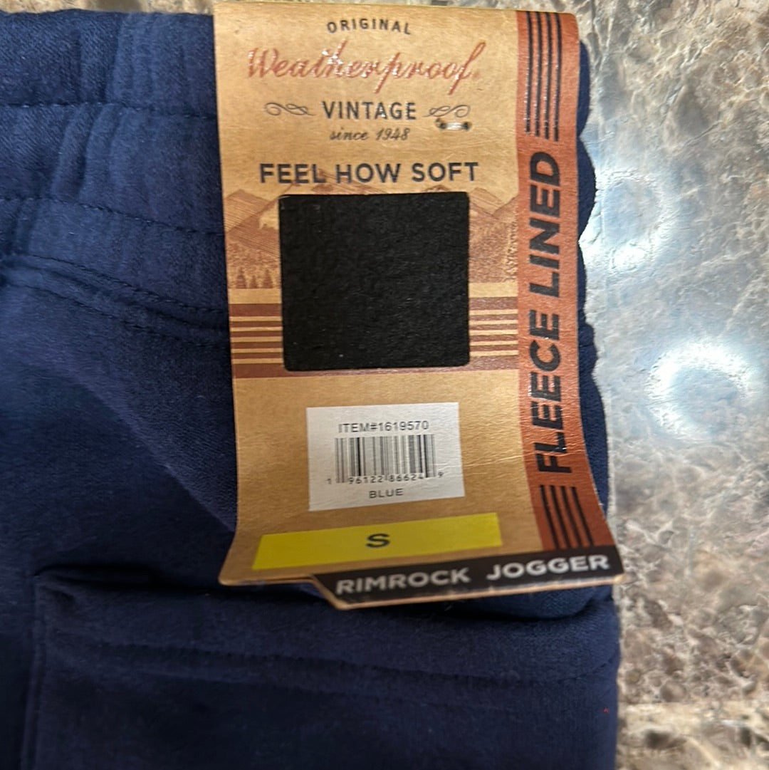 Men’s small navy blue weatherproof vintage rimrock jogger fleece lined sweat pants new with tags