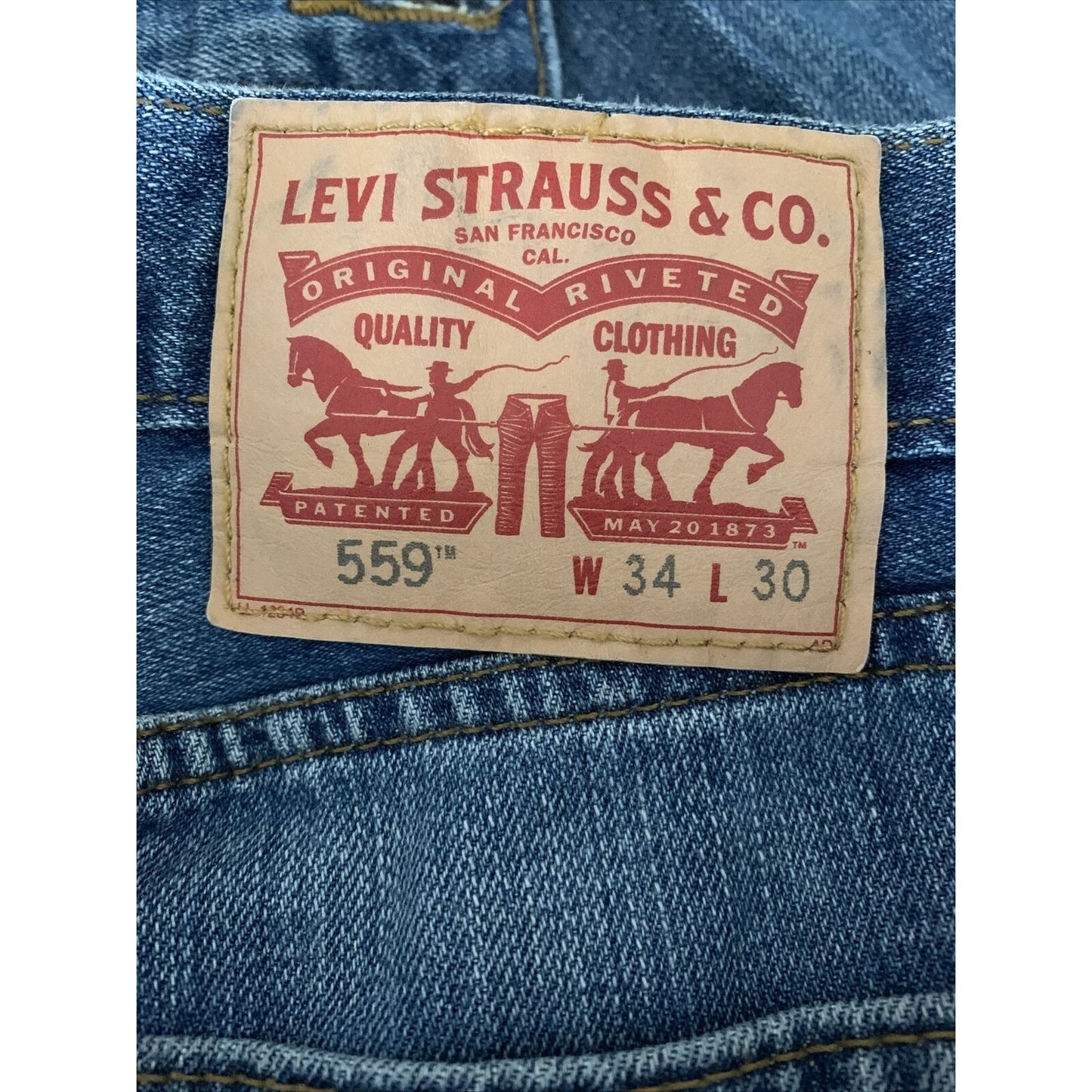 Levi's 559 Relaxed Straight Jeans Mens Size 34x30 Blue Meas.
