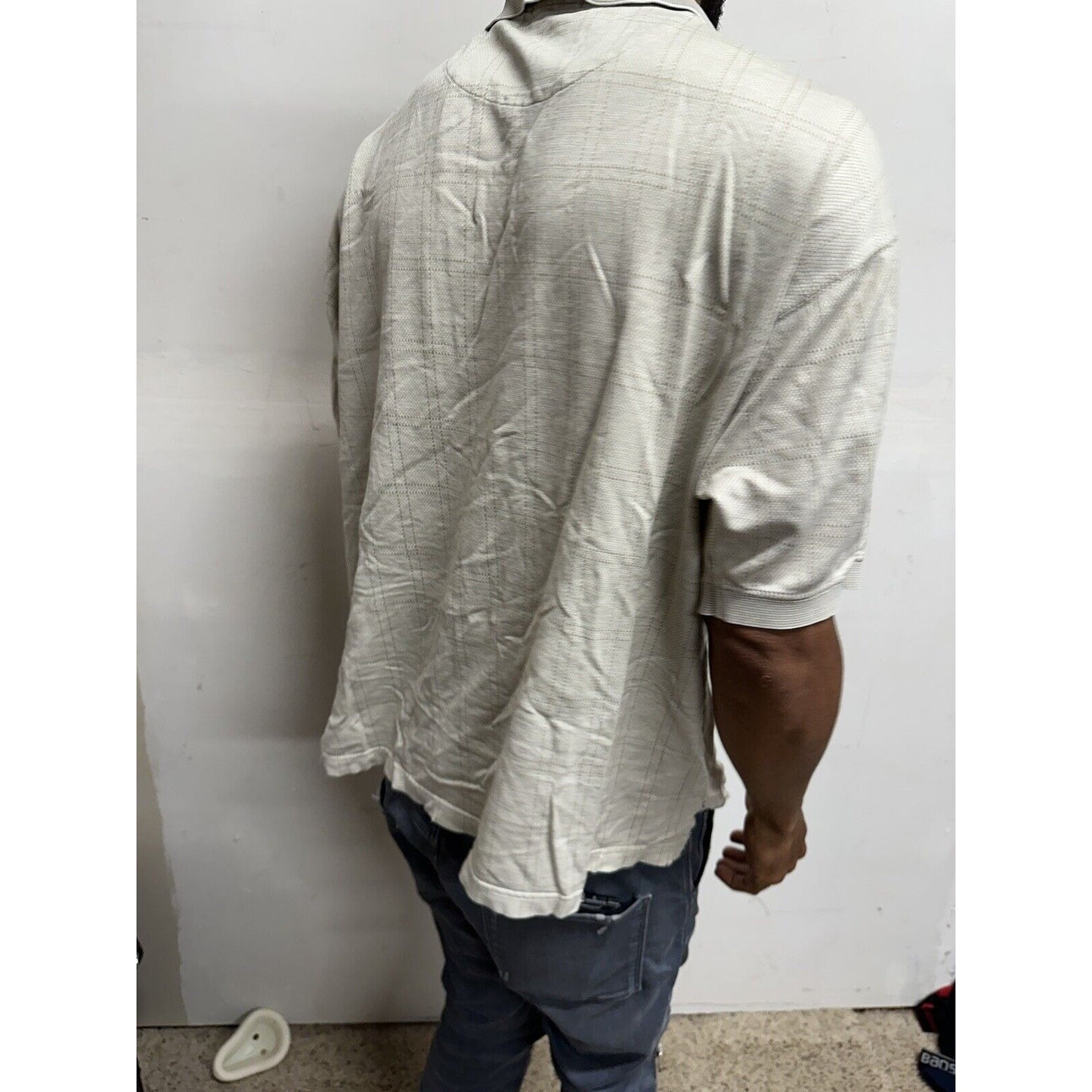 Men’s Beige Geoffrey Beene Large Polo Shirt Double mercerized