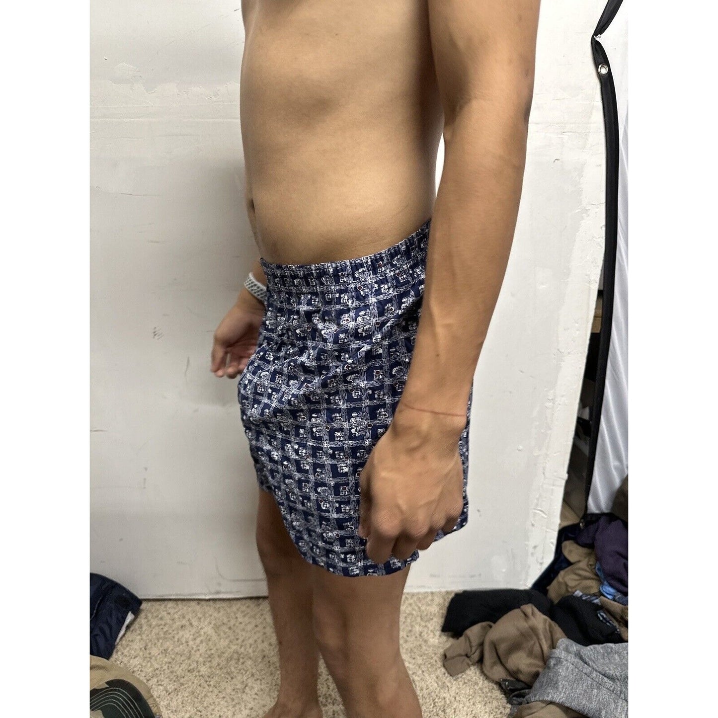 Men’s Small Fruit Of The Loom Blue Plaid Box Design Boxer Shorts