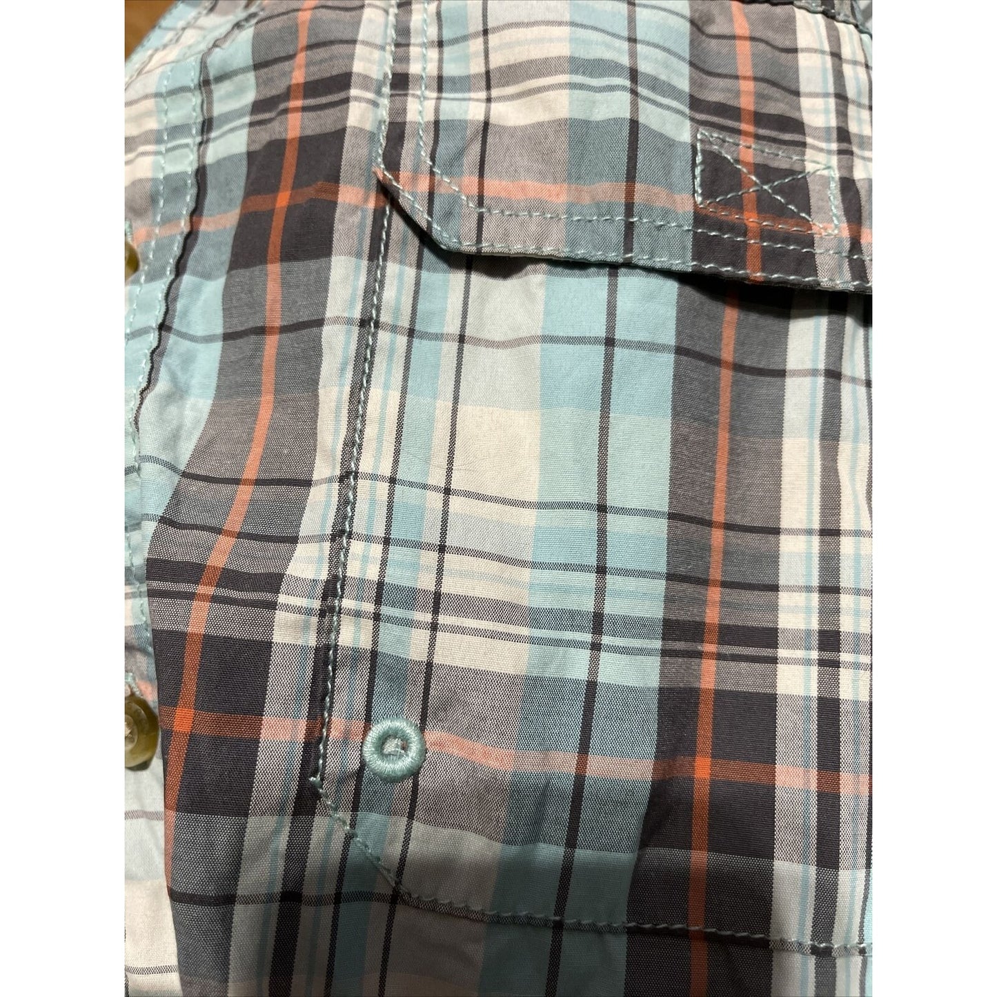 G.H. Bass & Co Mens Short Sleeve Blue / green Plaid Shirt Size L Large