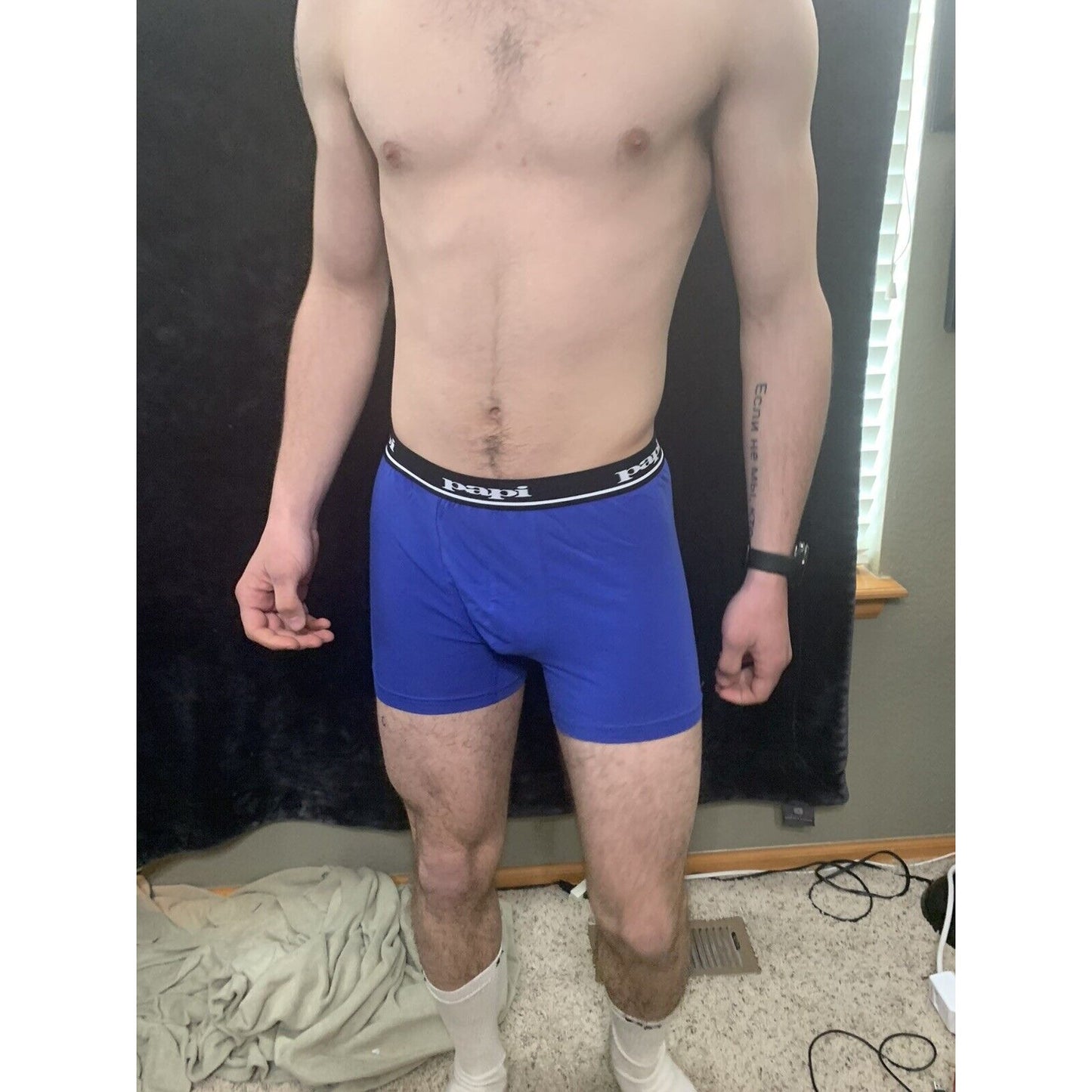 Men’s Papi Medium Boxer Briefs Royal Blue 5% Spandex
