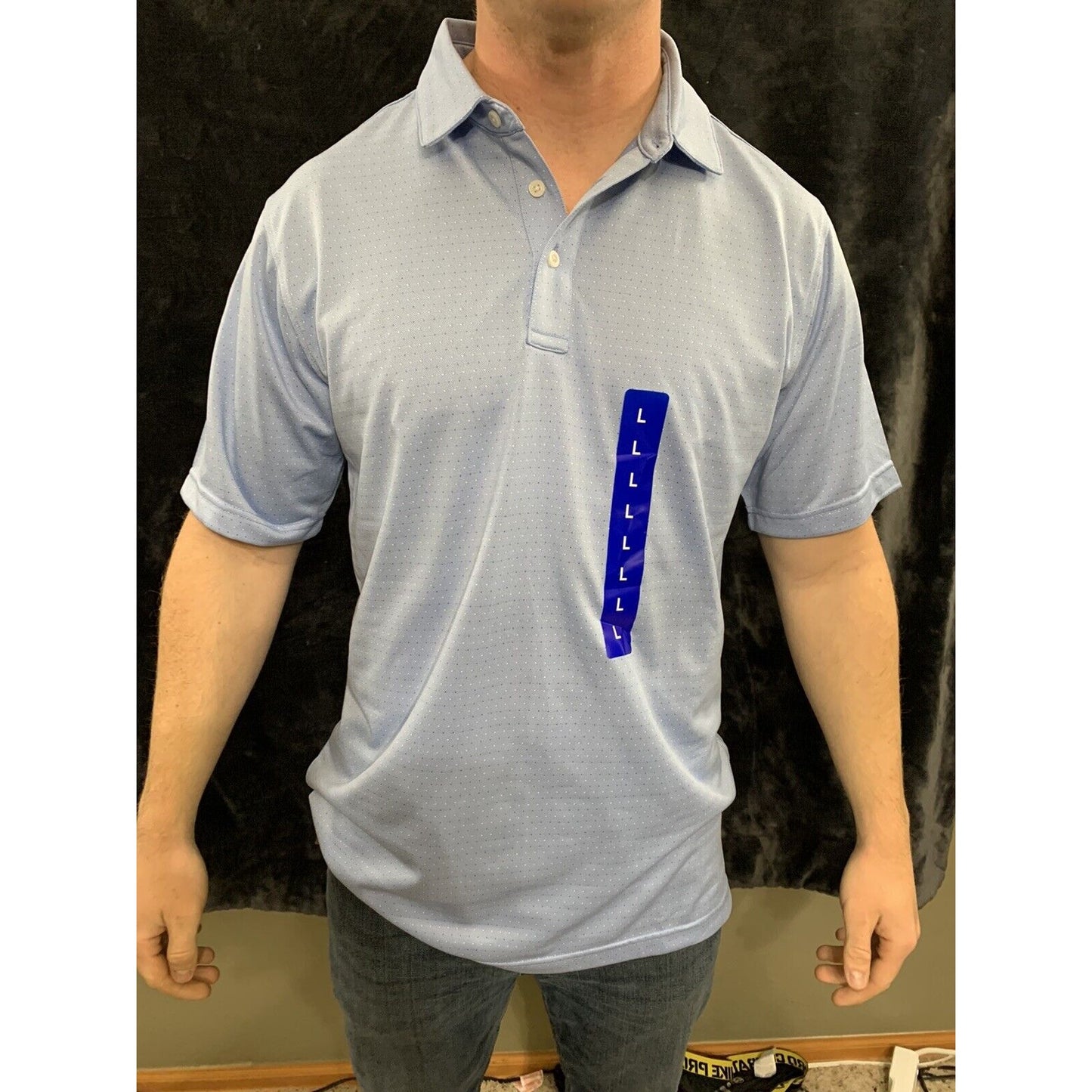 Pebble Beach Dry-Luxe Performance Collar Shirt Size Large Light Blue