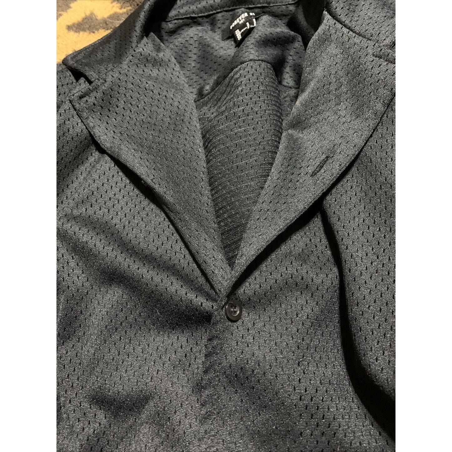 Forever 21 Men’s Small Mesh Black Button Up Short Sleeve Shirt